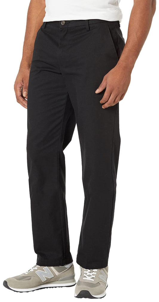  Men's Straight-Fit Wrinkle-Resistant Flat-Front Chino Pant, Black, 28W x 28L
