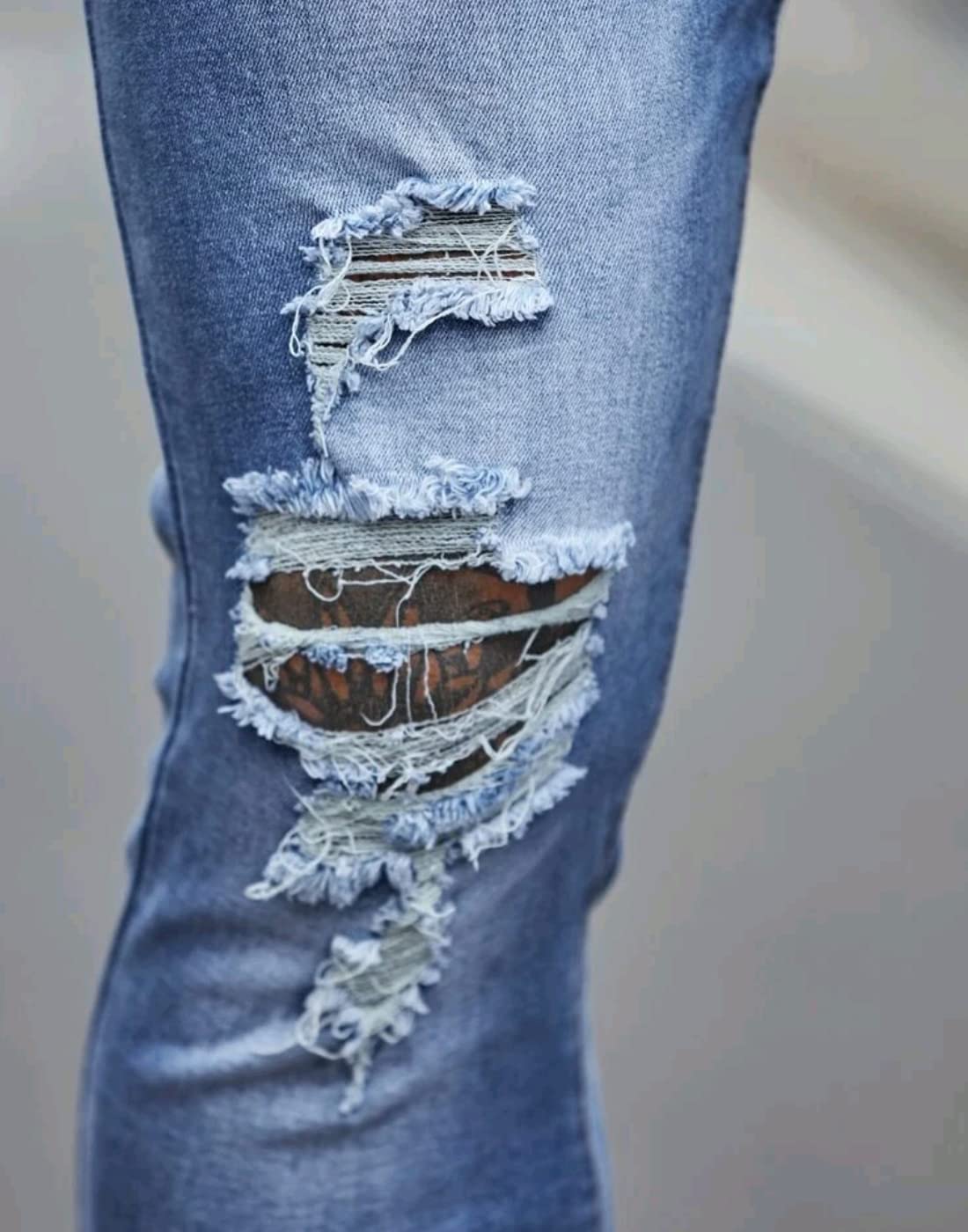 HUNGSON Men's Ripped Skinny Jeans Stretchy Slim Fit Jeans Pants for Men