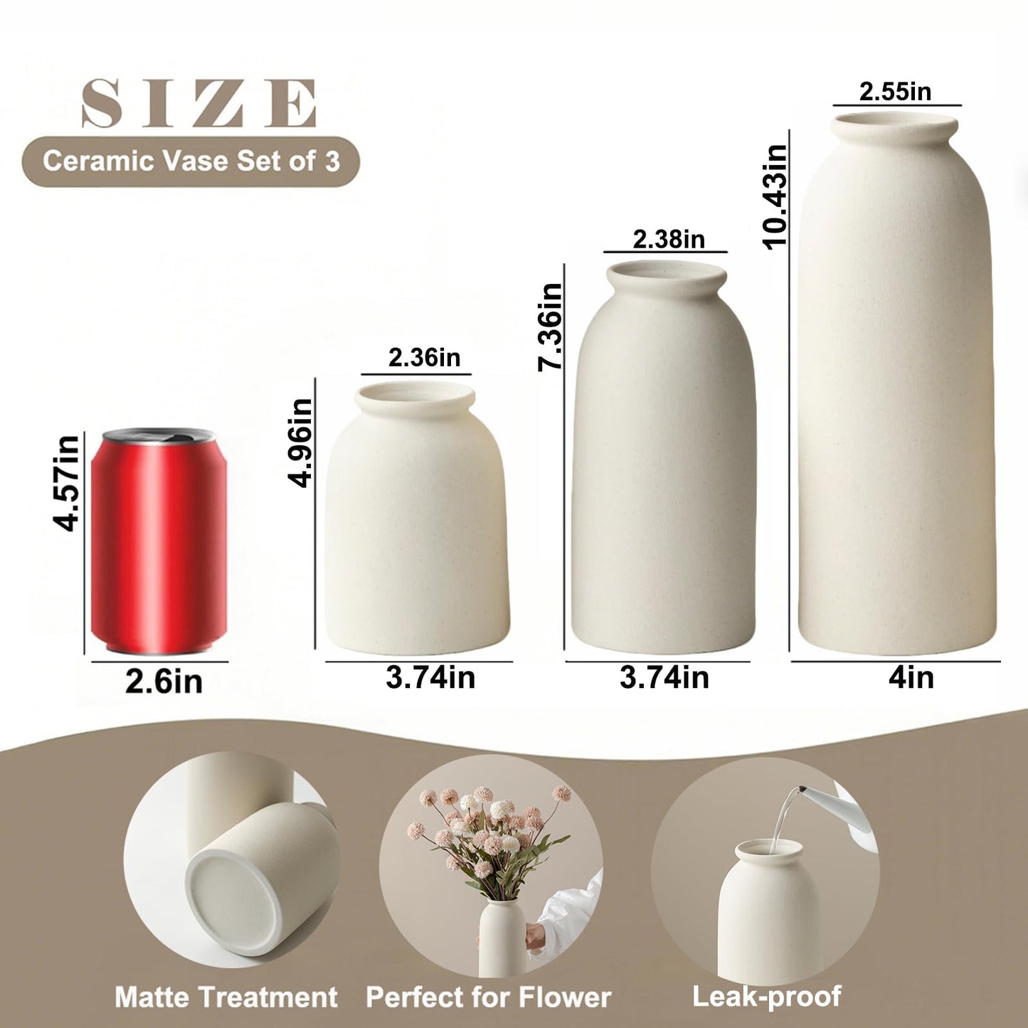Ceramic Vase Set-3, Small Flower Vases for Decor