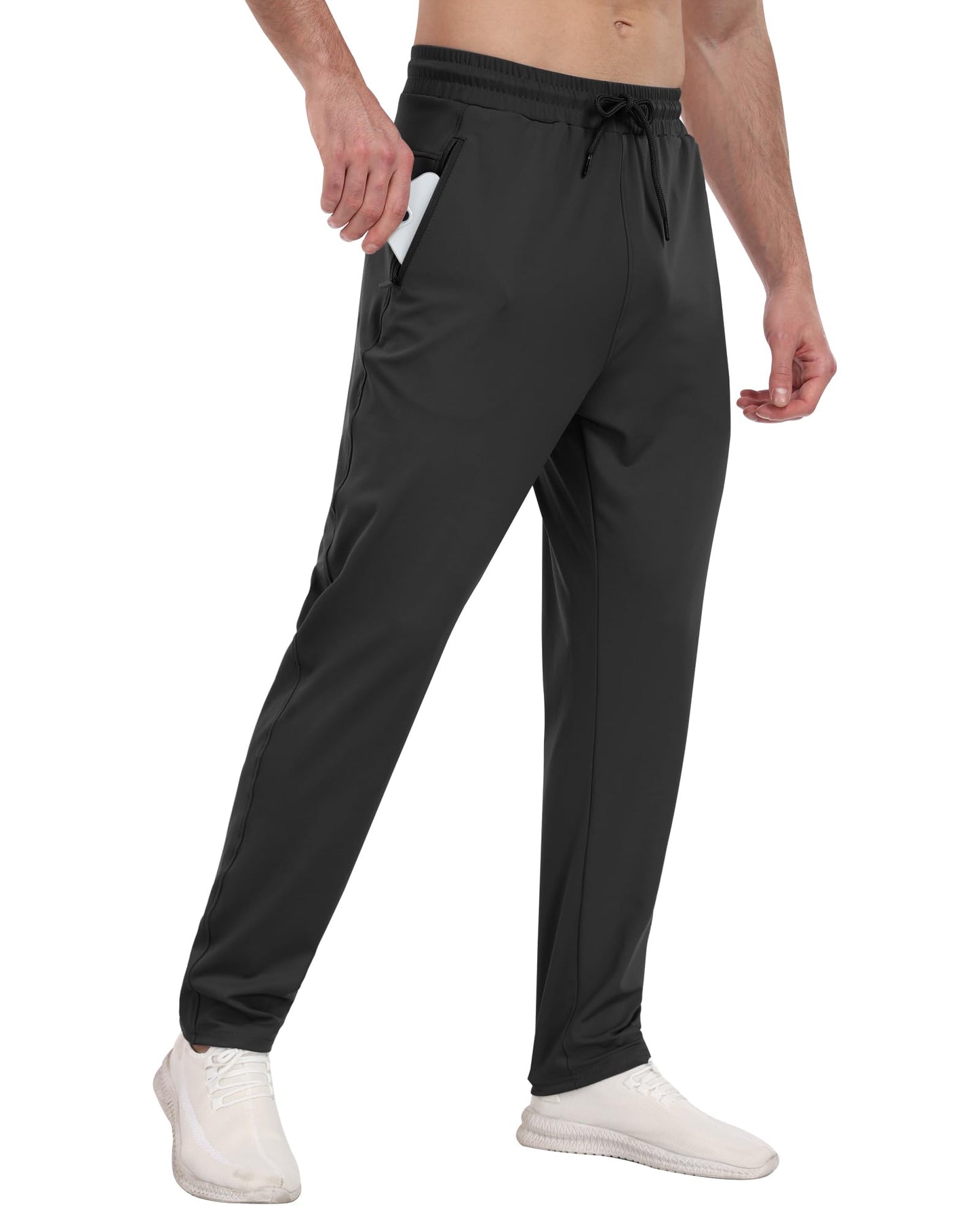 PARISDIARY 3 Pack Mens Athletic Sweatpants with Zipper Pockets,Workout Gym Joggers Pants for Men Running Jogging Pants-BlackDark GrayNavy-L