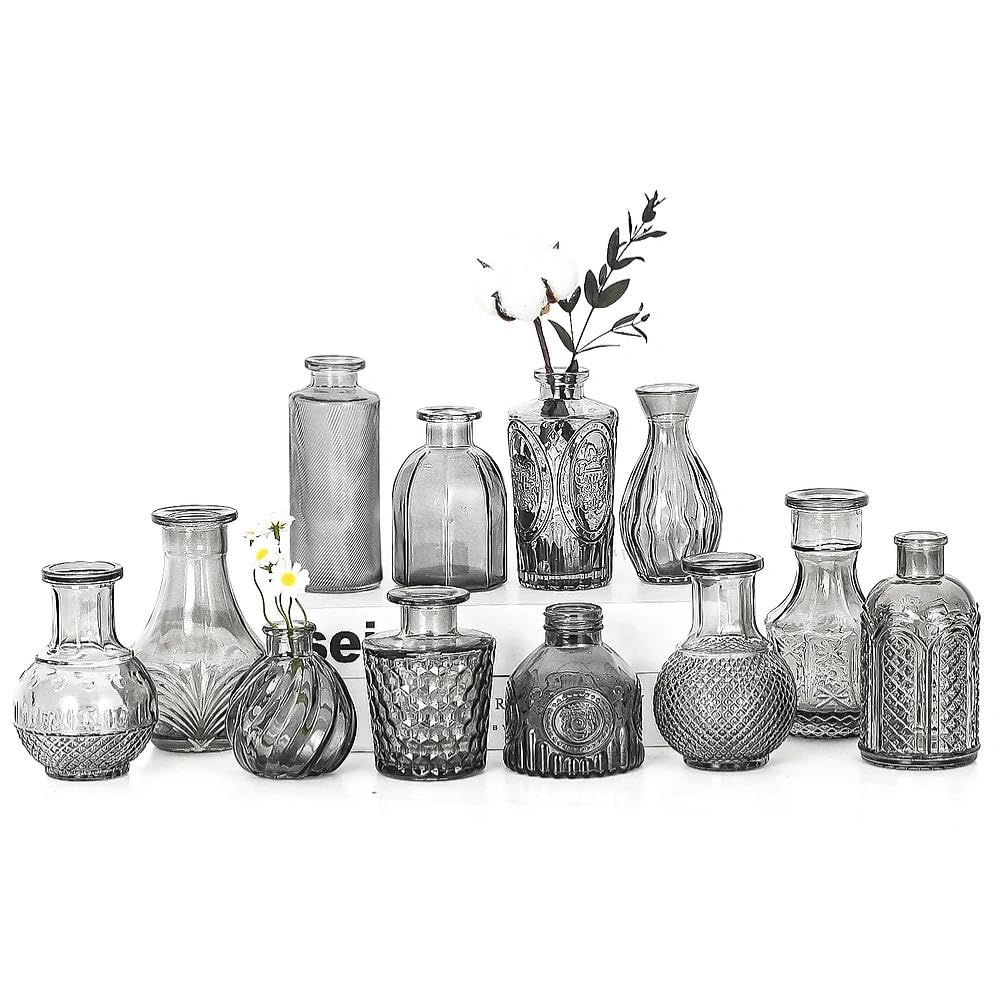 Anquephd Glass Bud Vase Set of 32PCS Wedding Centerpieces for Tables,Mini Clear Bud Vases for Flowers,Small Flower Vases Suitable for Birthday Party,Anniversary,Wedding,Baby Shower (Clear, 32PCS)