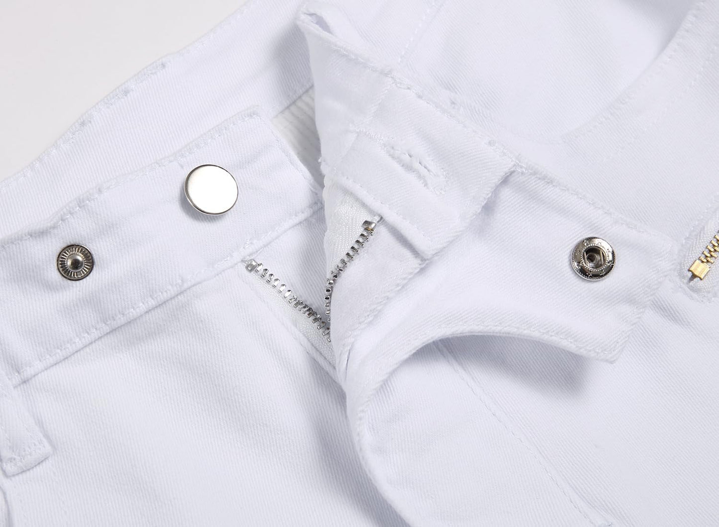 AITITIA Men's Biker Zipper Deco Washed Straight Fit Jeans (40, 002 Light Blue)