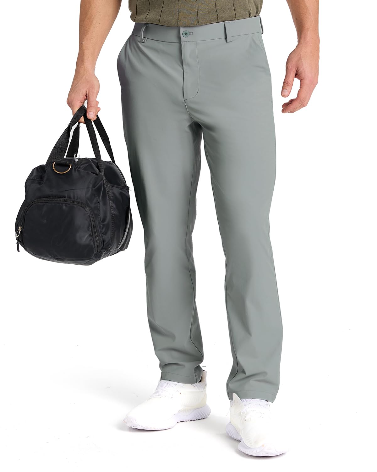 SNOWTEN Mens Golf Pants Classic Fit Stretch Work Dress Pants 30" Quick Dry Lightweight Casual Comfy Pants with Pockets Black 35w × 30L