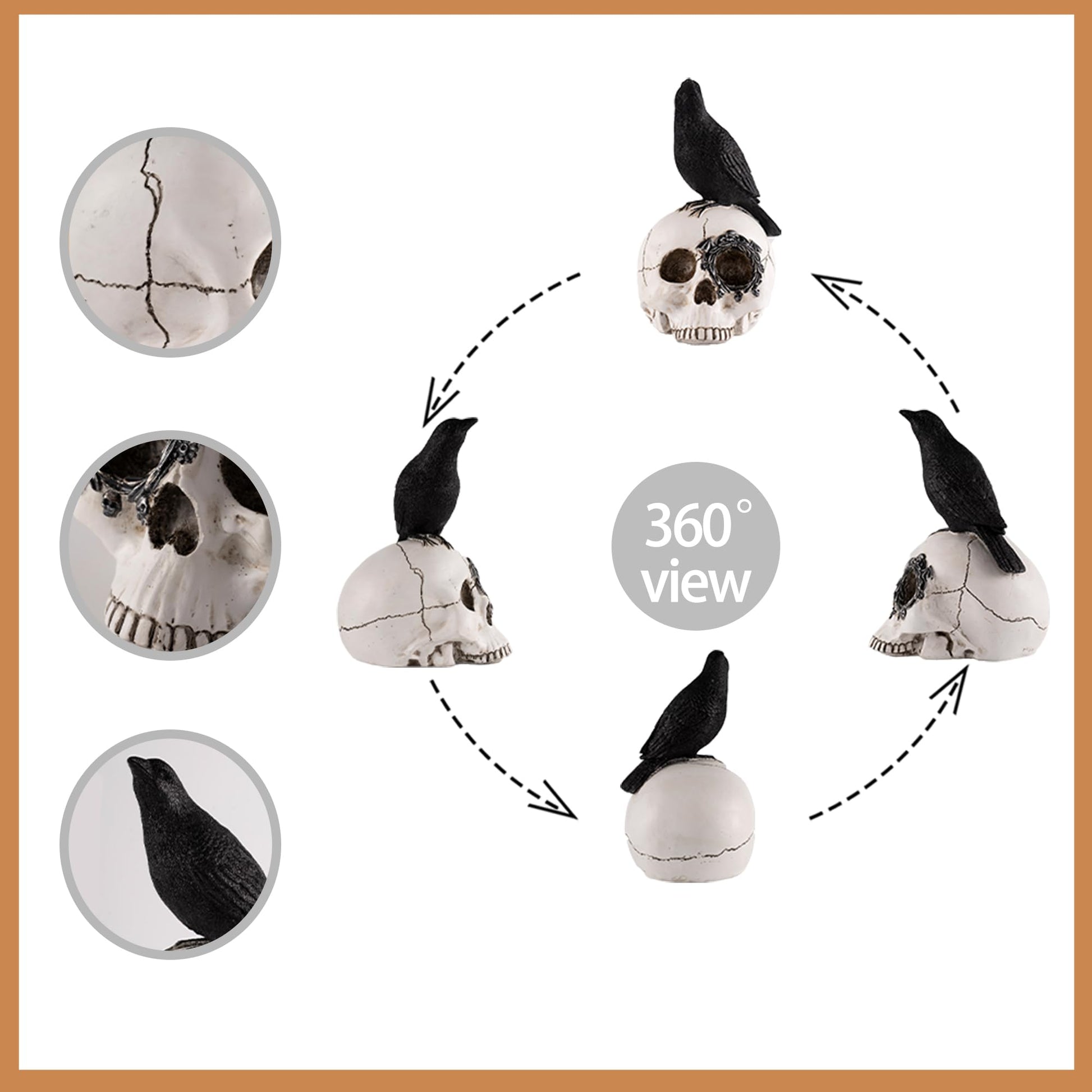 Rezpuao Skeletons Statue Hear See Speak No Evil Baby Halloween Figurines 