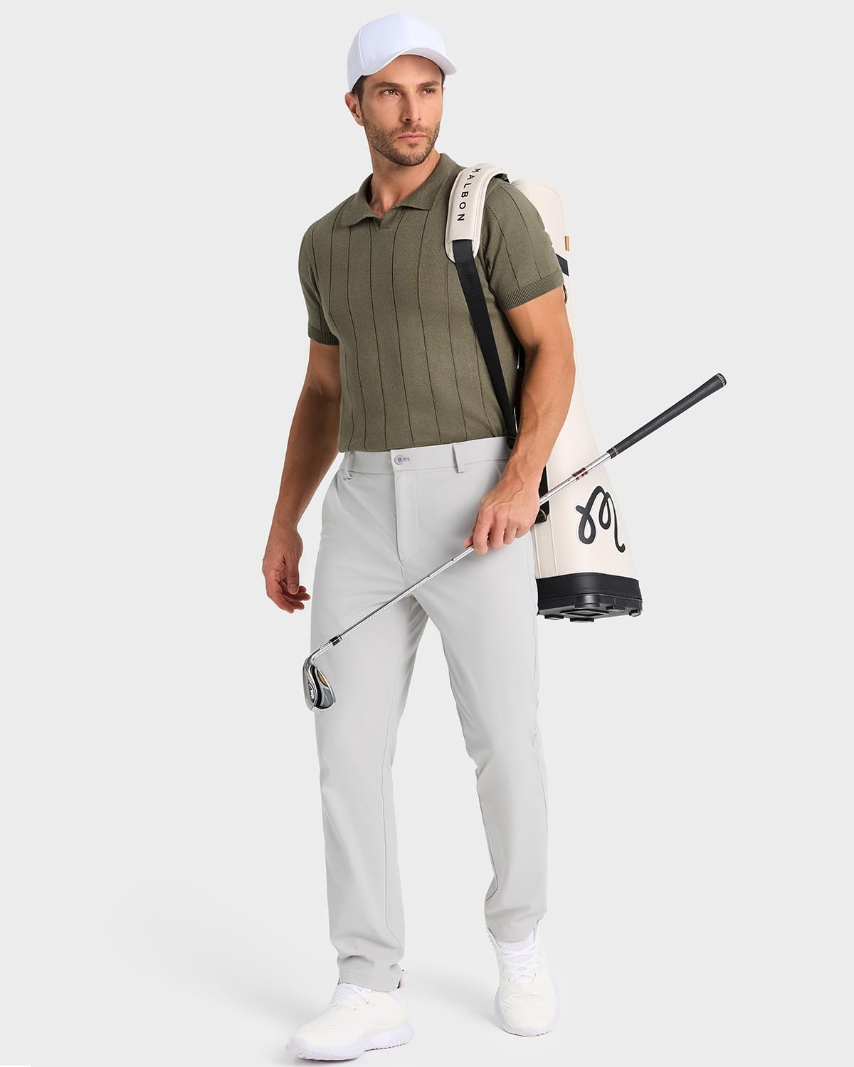 SNOWTEN Mens Golf Pants Classic Fit Stretch Work Dress Pants 30" Quick Dry Lightweight Casual Comfy Pants with Pockets Black 35w × 30L