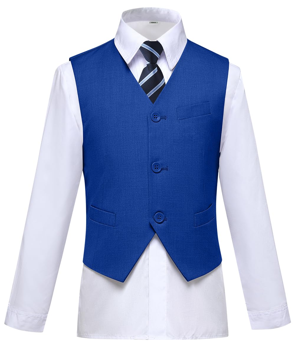 Visaccy Suit for Boys 5 Pieces Kids Tuxedo Boy Suits Slim Fit Suits Outfit for Wedding Navy Blue Size 20