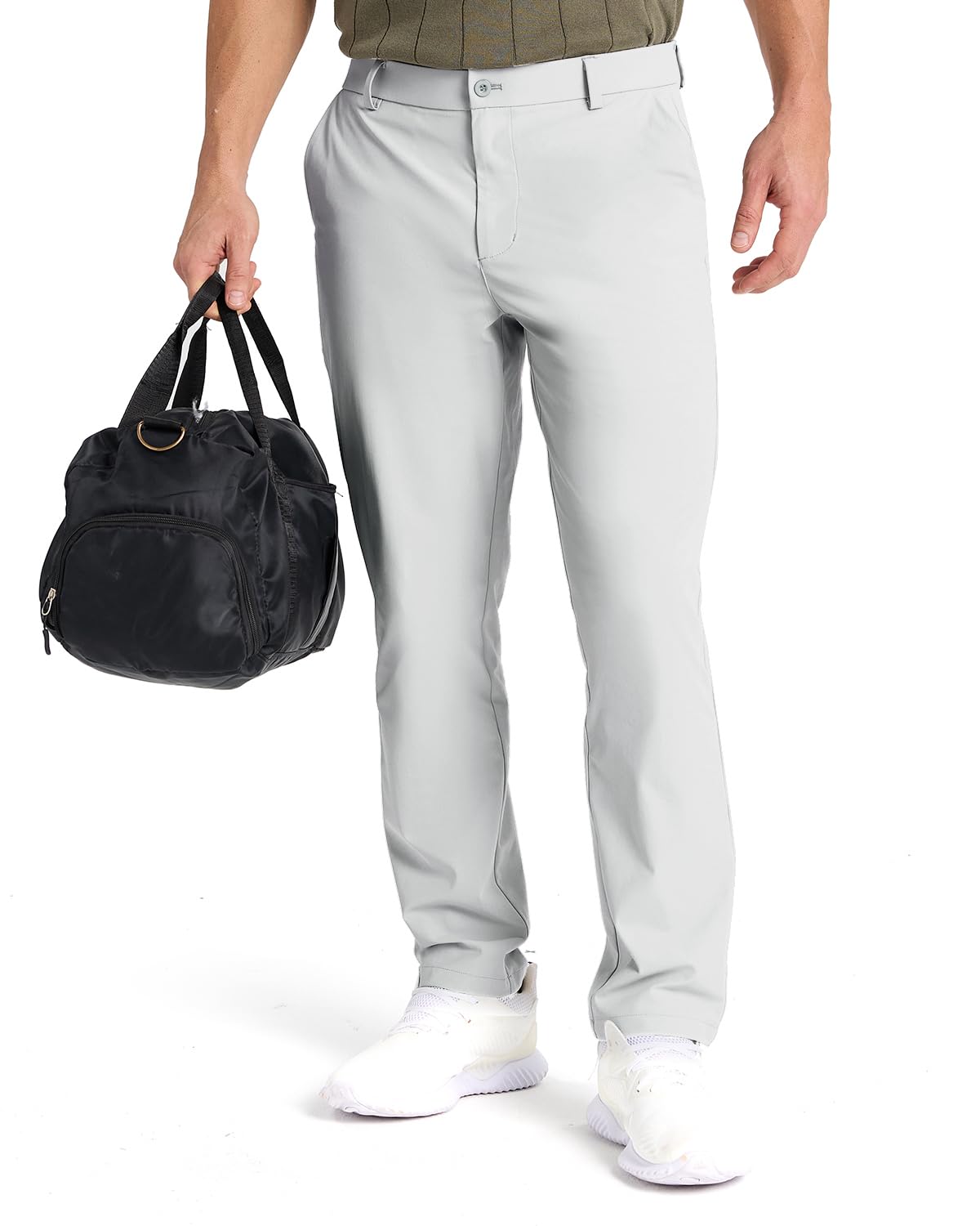 SNOWTEN Mens Golf Pants Classic Fit Stretch Work Dress Pants 30" Quick Dry Lightweight Casual Comfy Pants with Pockets Black 35w × 30L