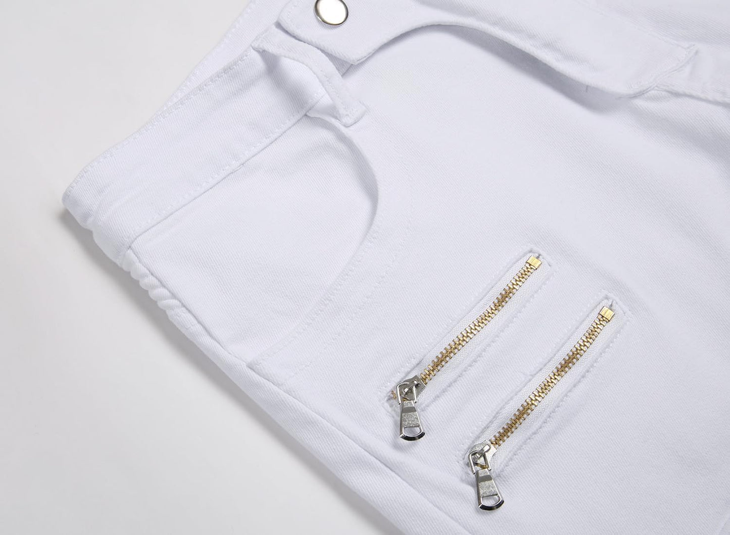 AITITIA Men's Biker Zipper Deco Washed Straight Fit Jeans (40, 002 Light Blue)