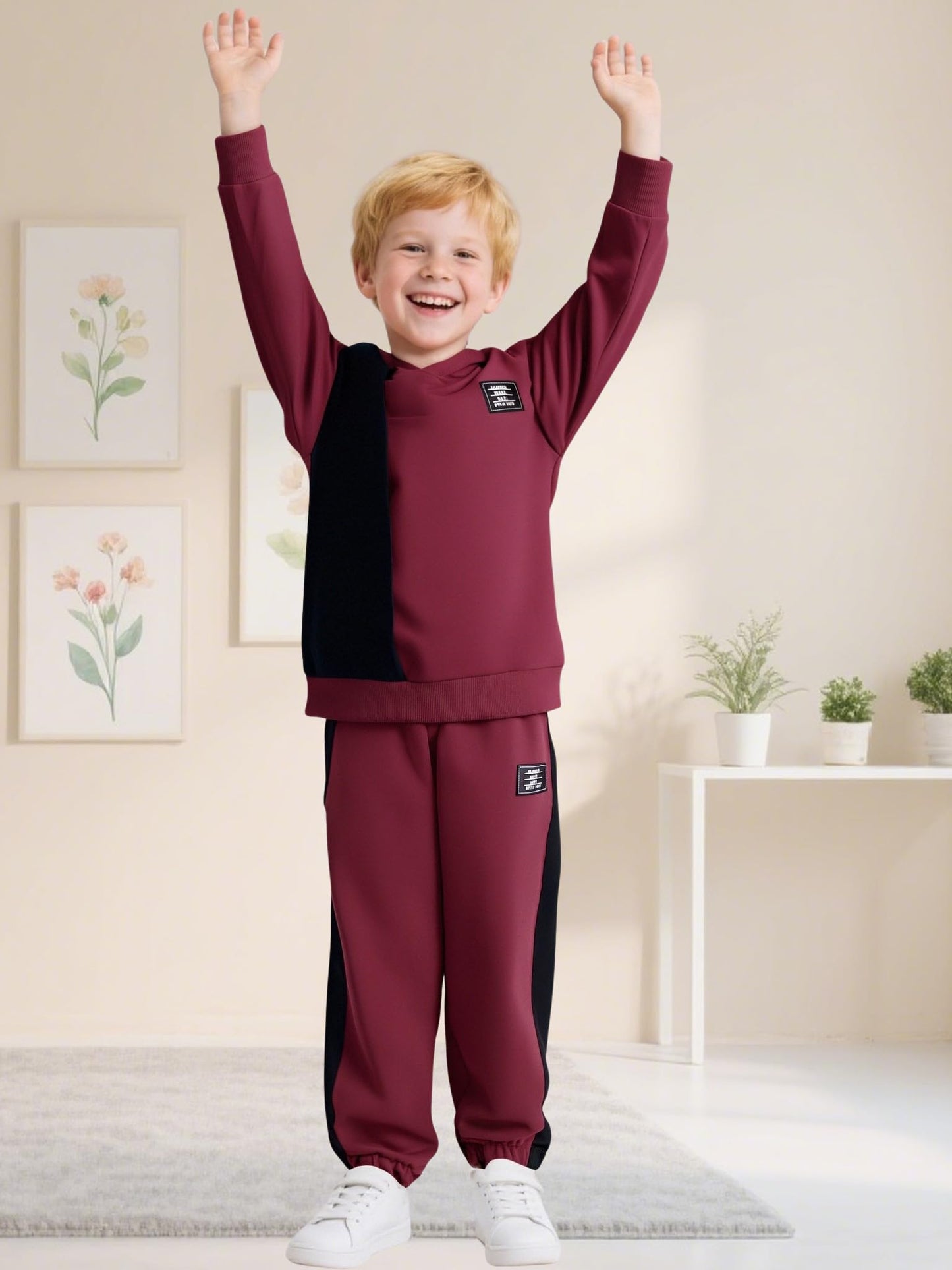 KIDLAGA Toddler Boy Clothes Long Sleeve Hoodie Sweatsuits Tops and Pants Boys Fall Winter Color Block Outfits Set Orange 11-12 Years