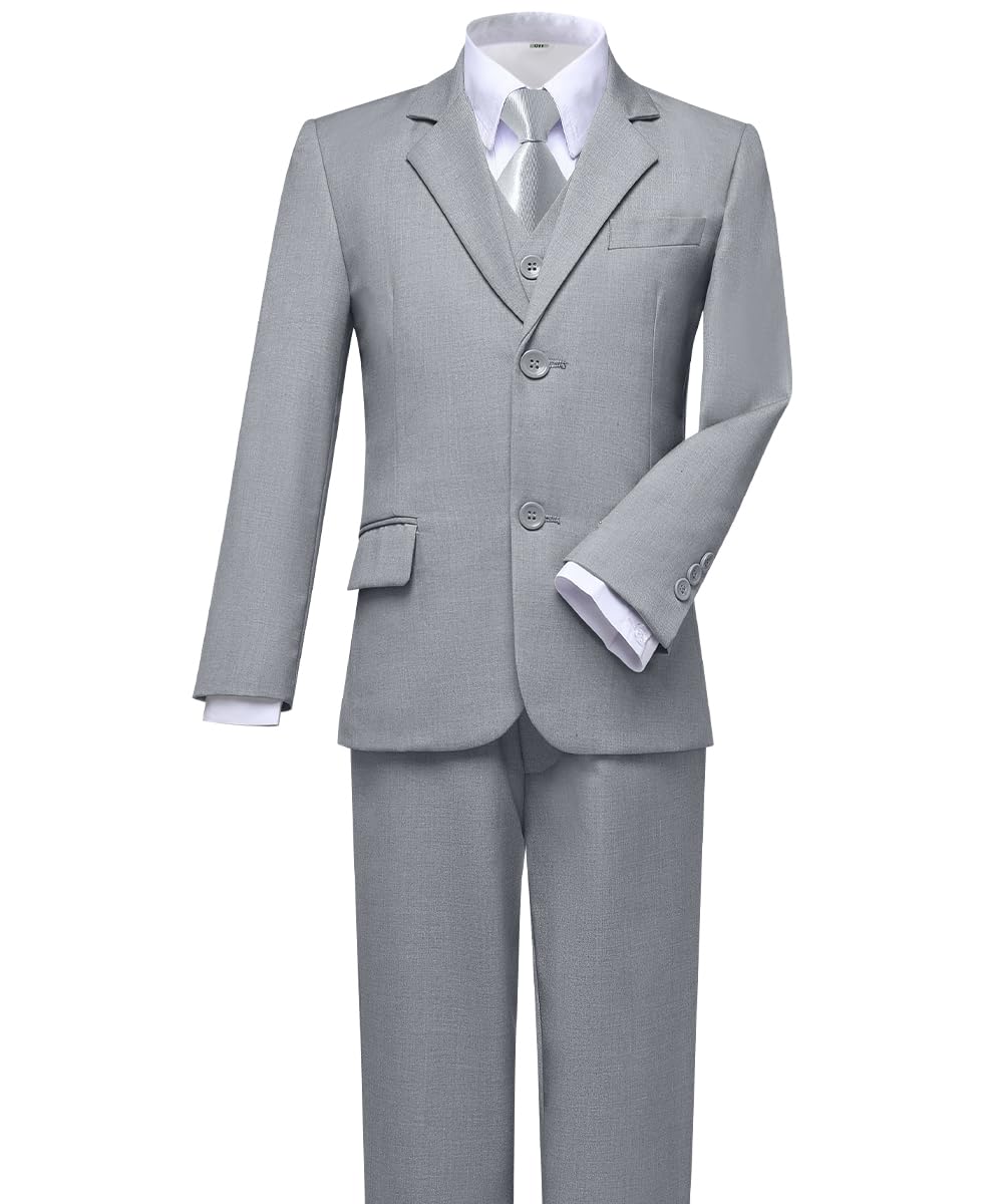 Visaccy Suit for Boys 5 Pieces Kids Tuxedo Boy Suits Slim Fit Suits Outfit for Wedding Navy Blue Size 20