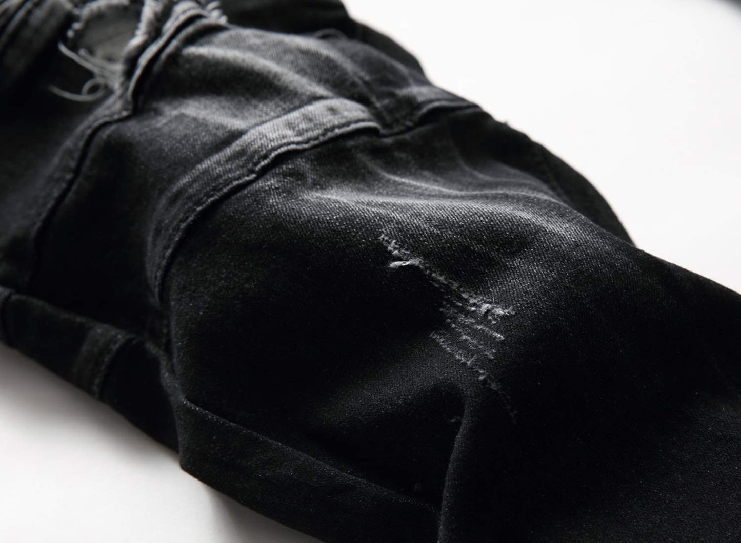 AITITIA Men's Biker Zipper Deco Washed Straight Fit Jeans (40, 002 Light Blue)