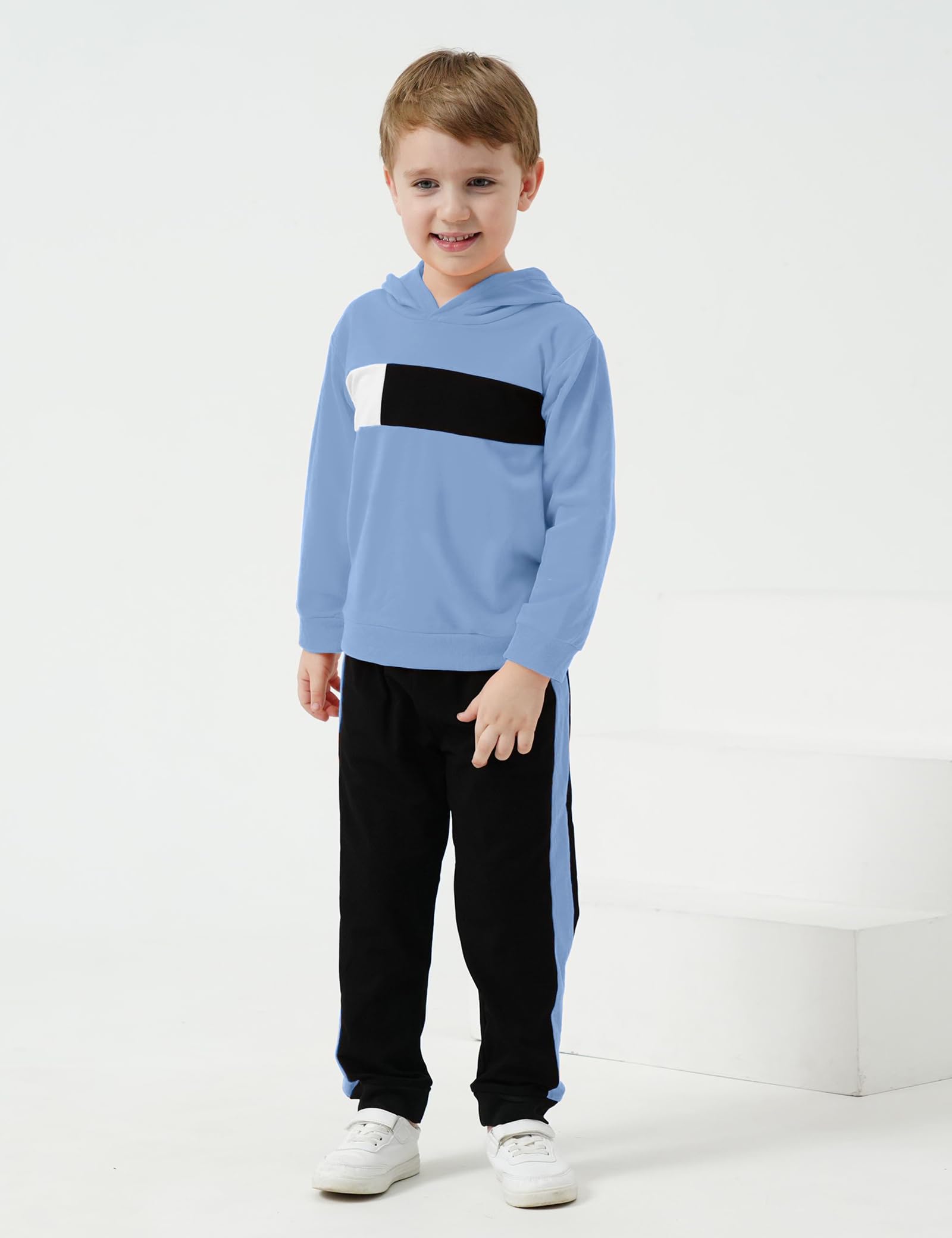 KIDLAGA Toddler Boy Clothes Long Sleeve Hoodie Sweatsuits Tops and Pants Boys Fall Winter Color Block Outfits Set Orange 11-12 Years