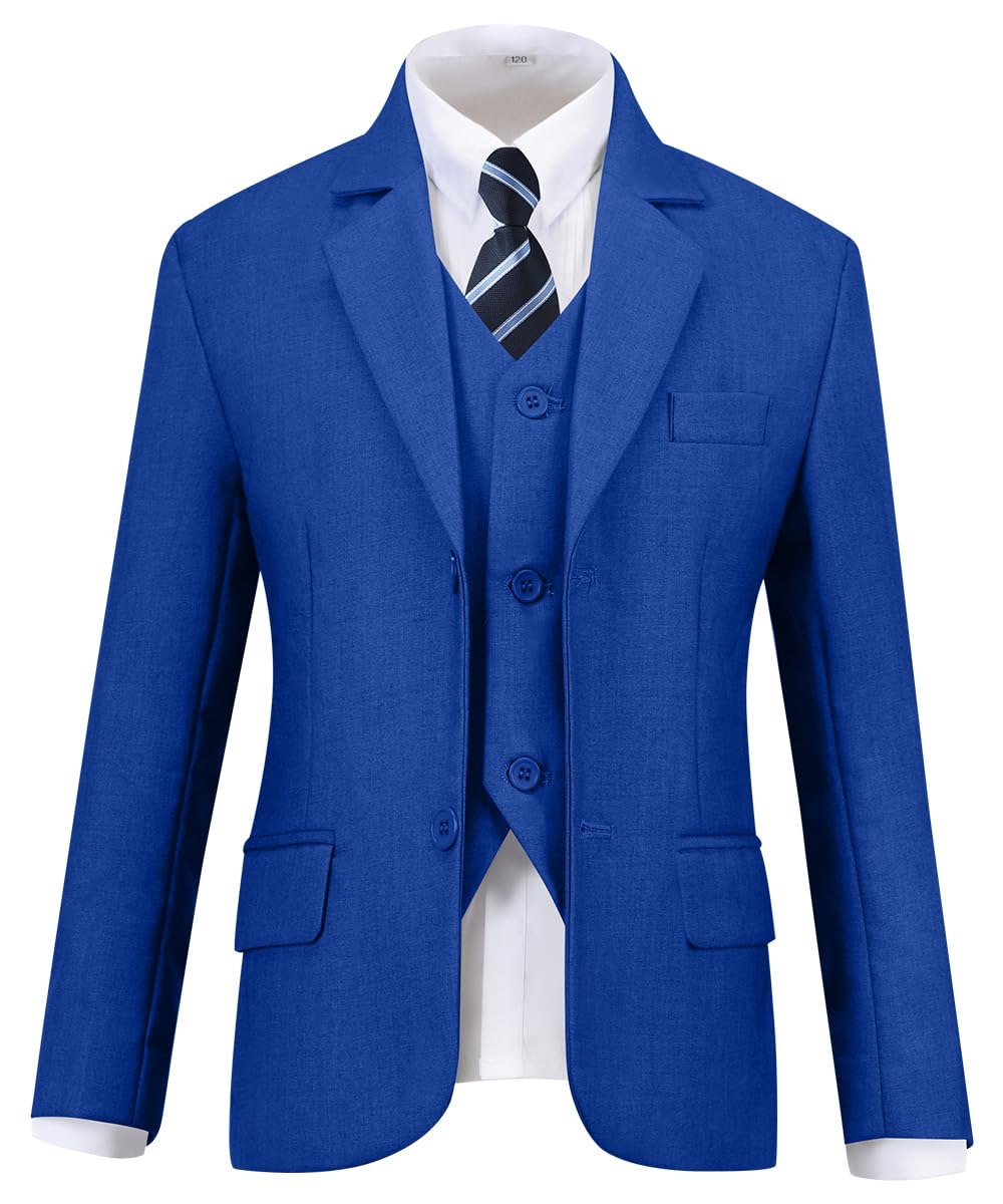 Visaccy Suit for Boys 5 Pieces Kids Tuxedo Boy Suits Slim Fit Suits Outfit for Wedding Navy Blue Size 20