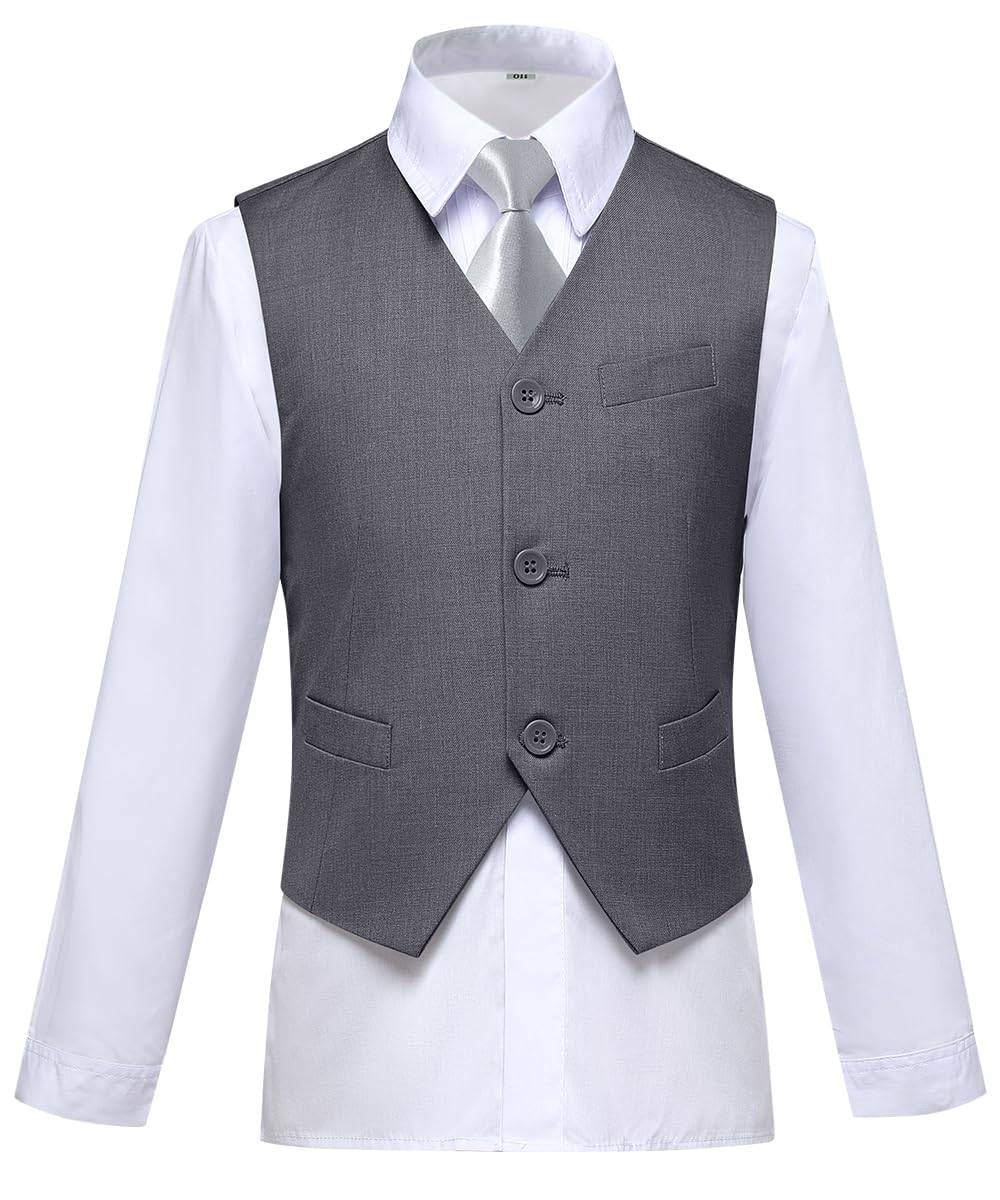 Visaccy Suit for Boys 5 Pieces Kids Tuxedo Boy Suits Slim Fit Suits Outfit for Wedding Navy Blue Size 20