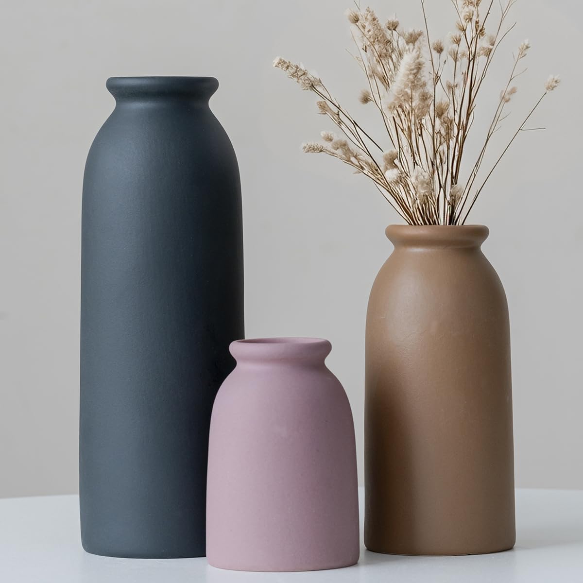 Ceramic Vase Set-3, Small Flower Vases for Decor