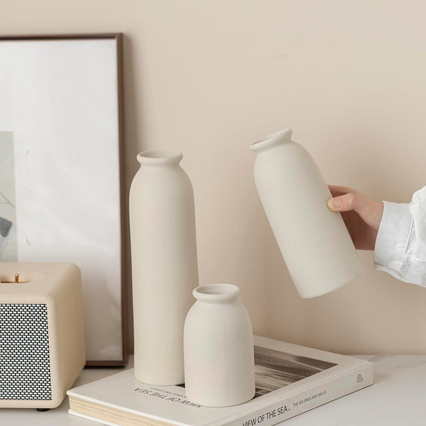 Ceramic Vase Set-3, Small Flower Vases for Decor