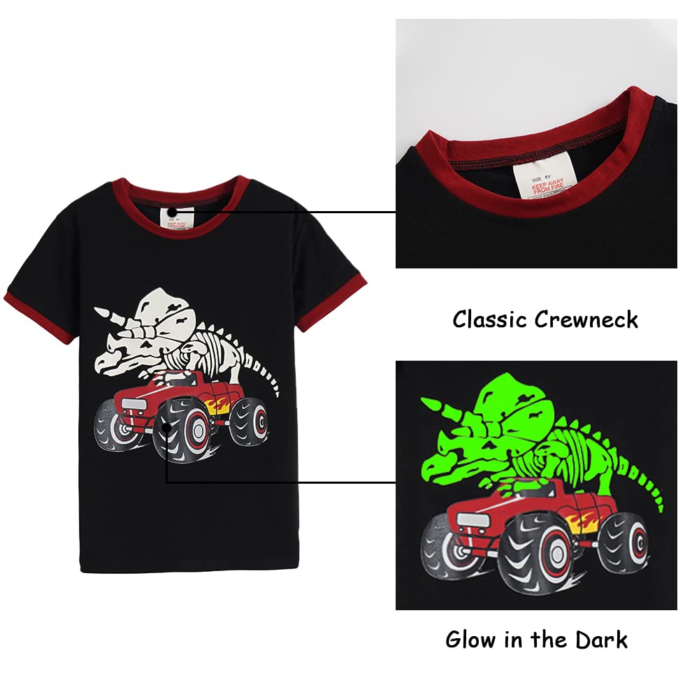 MyFav Big Boys Glow in Dark Skull Pjs Sleepwear Summer Pajama Shorts Sets, Skateboard, 14 Years