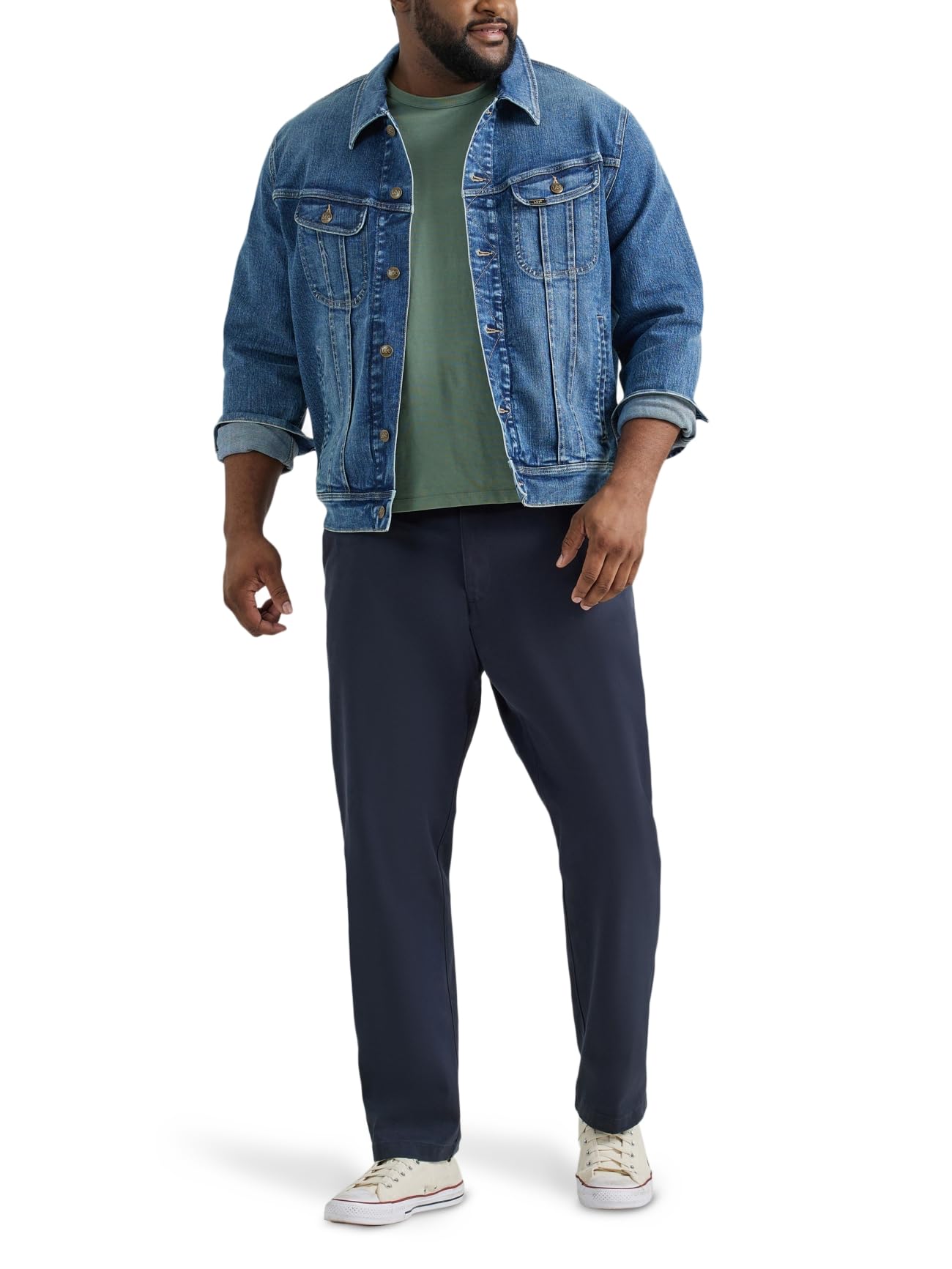 Lee Men's Big & Tall Extreme Motion Flat Front Relaxed Taper Pant Khaki 52W x 30L