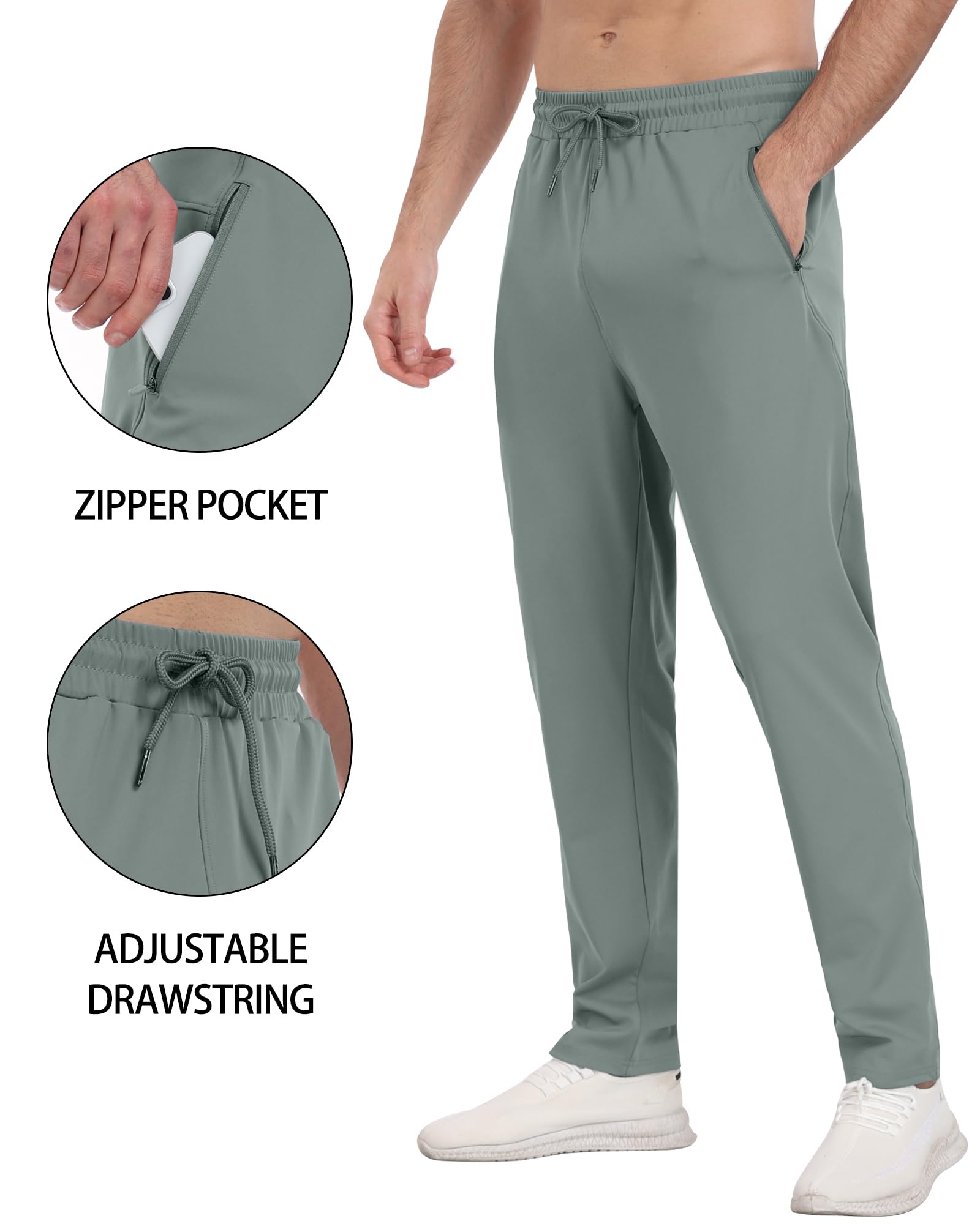 3 Pack Men's Athletic Sweatpants with Zipper Pockets,