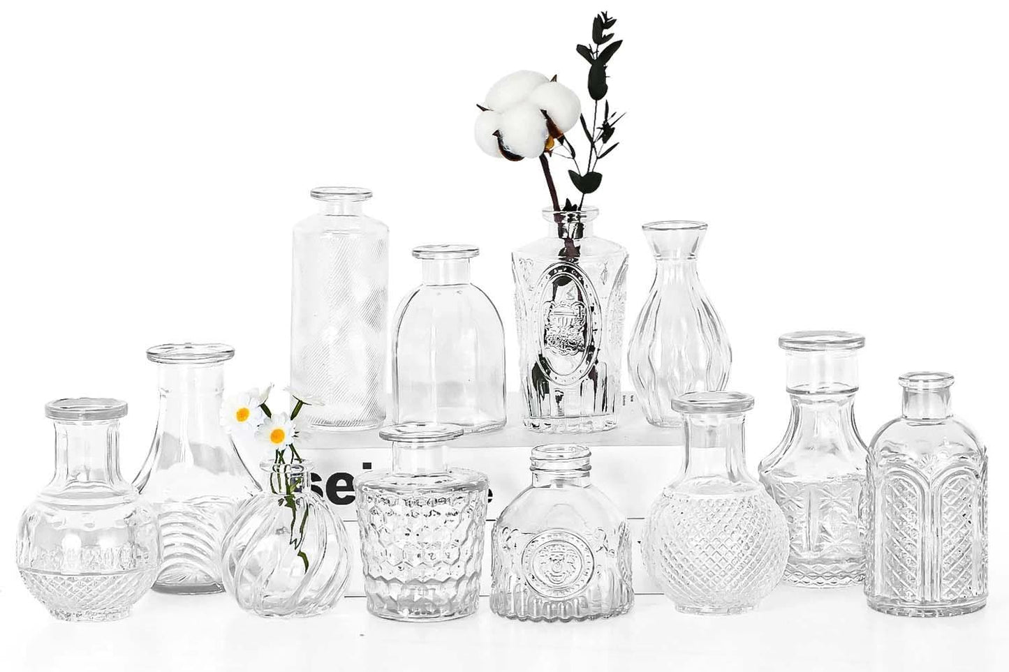 Anquephd Glass Bud Vase Set of 32PCS Wedding Centerpieces for Tables,Mini Clear Bud Vases for Flowers,Small Flower Vases Suitable for Birthday Party,Anniversary,Wedding,Baby Shower (Clear, 32PCS)