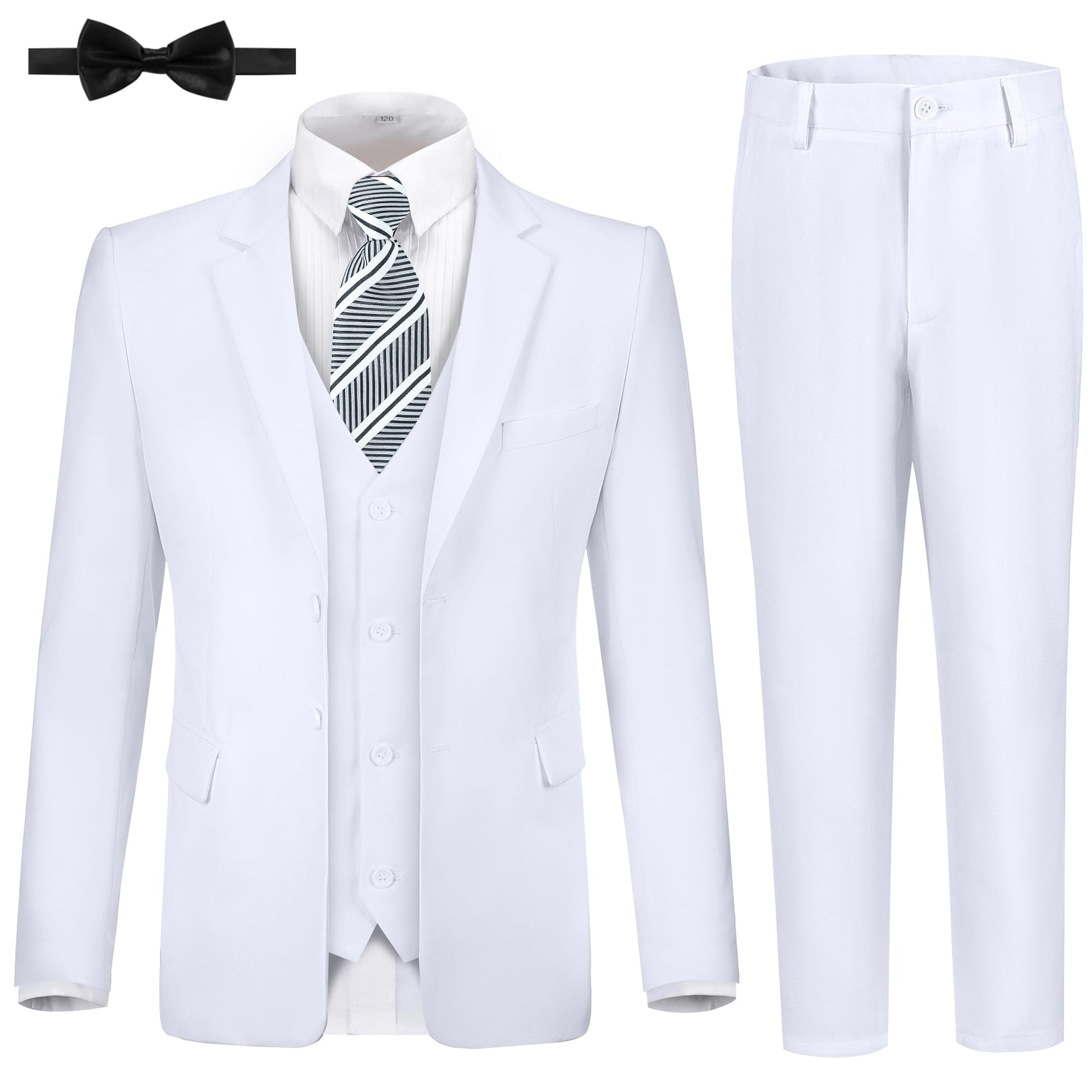 Boys' Suits Size 2T Kids Black Suit Slim Fit 6 Piece Formal Suit Set Teen Toddler Ring Bearer Outfit for Wedding