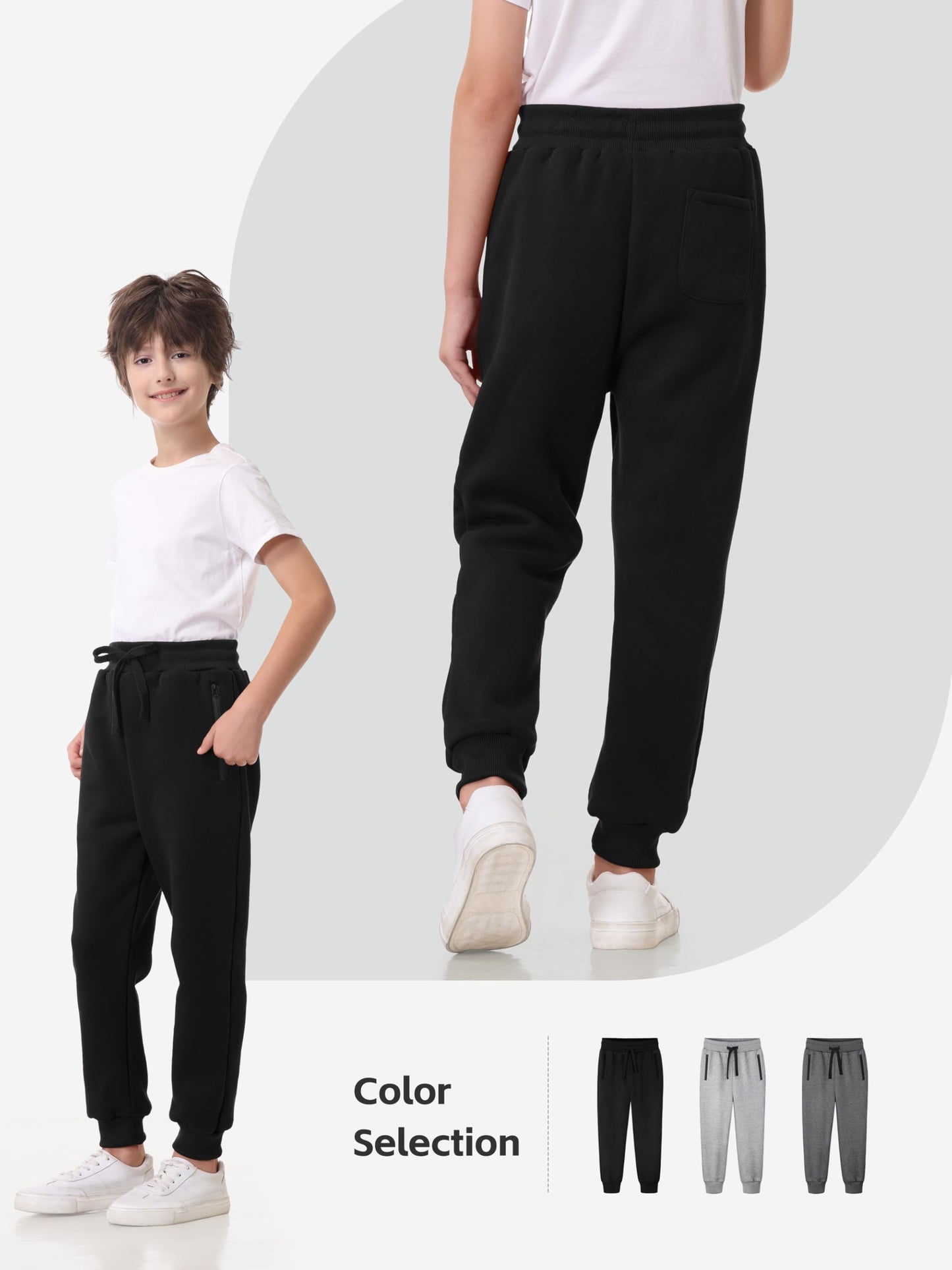 Real Essentials 3 Pack: Boys Tech Fleece Jogger Active Sweatpants with Pockets
