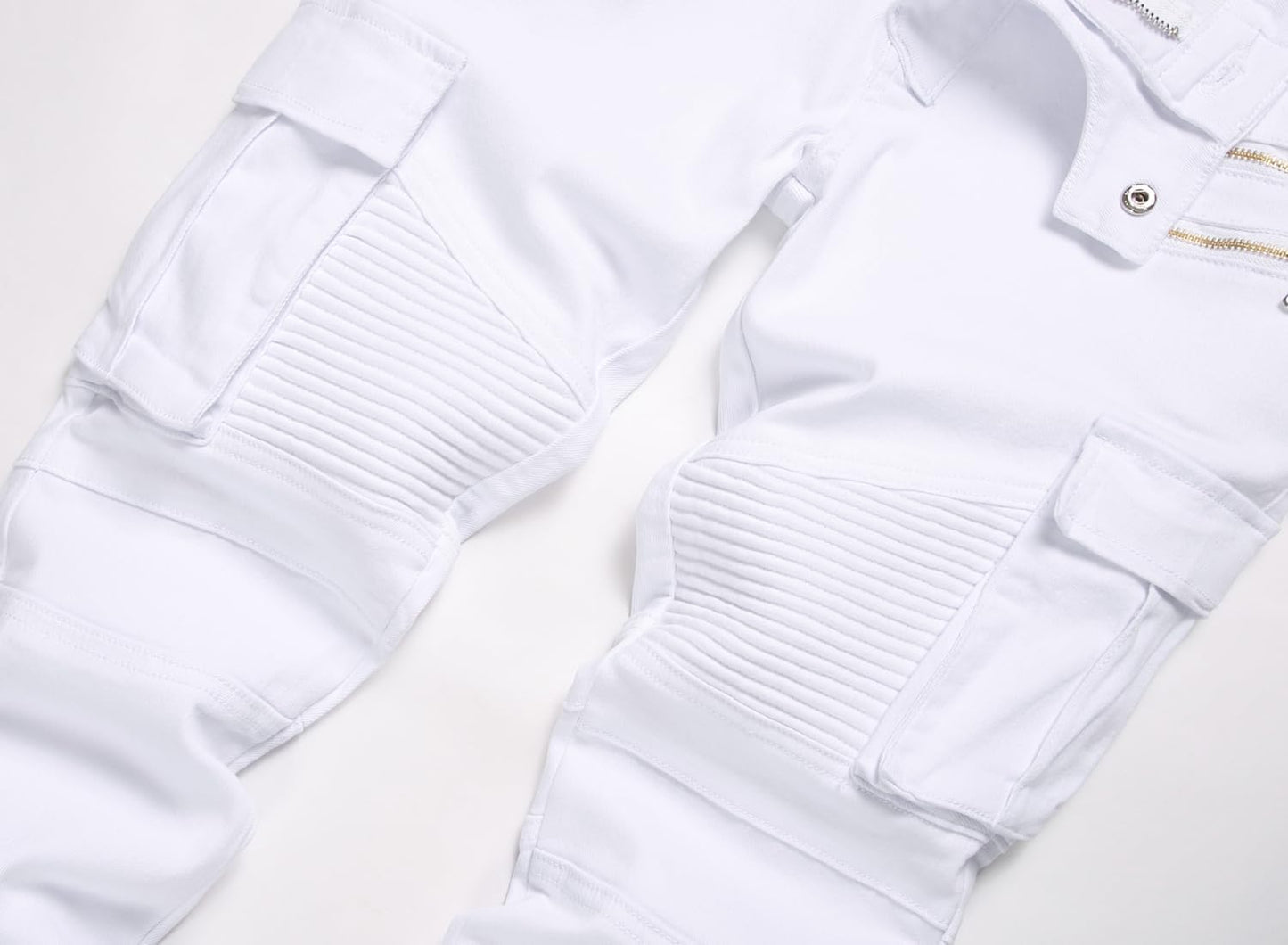 AITITIA Men's Biker Zipper Deco Washed Straight Fit Jeans (40, 002 Light Blue)