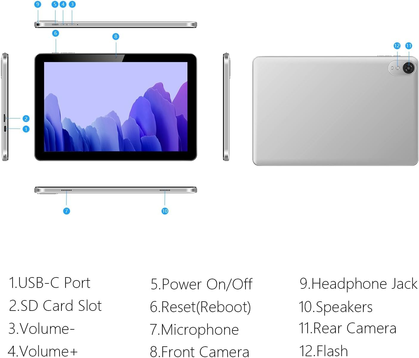 Android Tablet, 10.1 inch Android 14 Tablets 6GB RAM 64GB ROM 1TB Expand, 1280x800 IPS HD Touchscreen,6000mAh Battery, Bluetooth, Dual Camera, GMS, WiFi (Black)