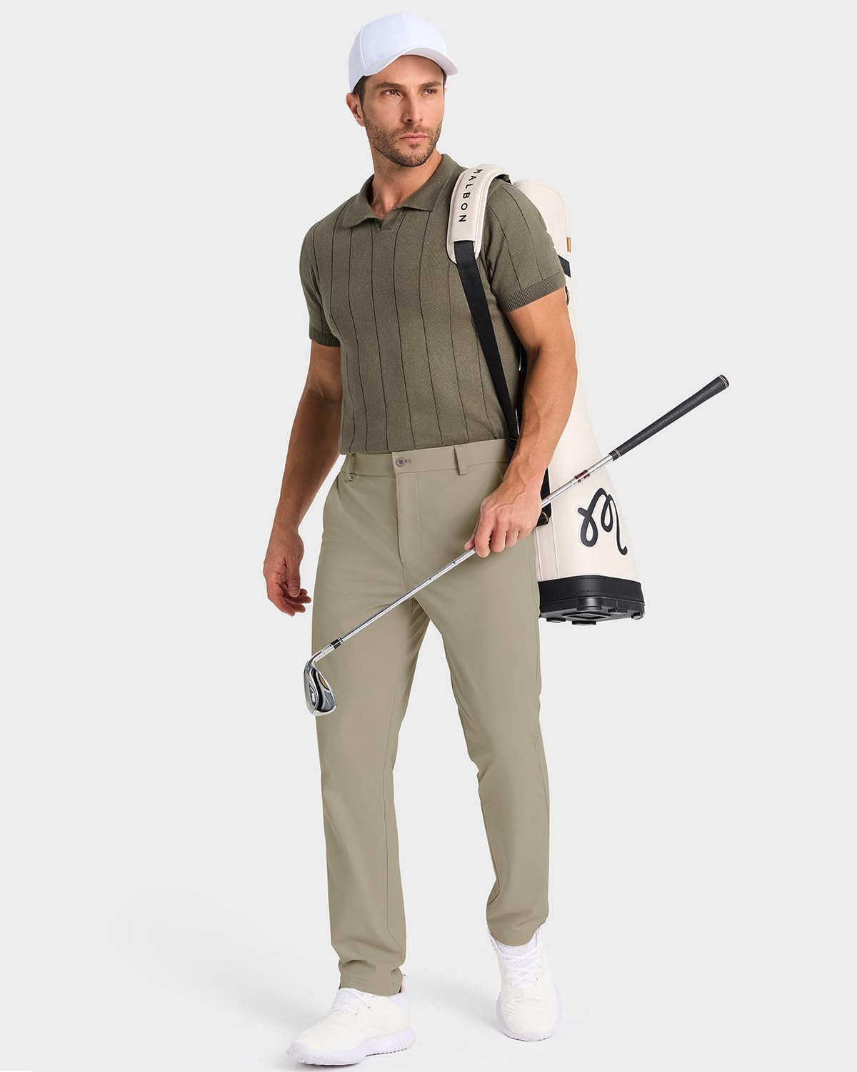 SNOWTEN Mens Golf Pants Classic Fit Stretch Work Dress Pants 30" Quick Dry Lightweight Casual Comfy Pants with Pockets Black 35w × 30L