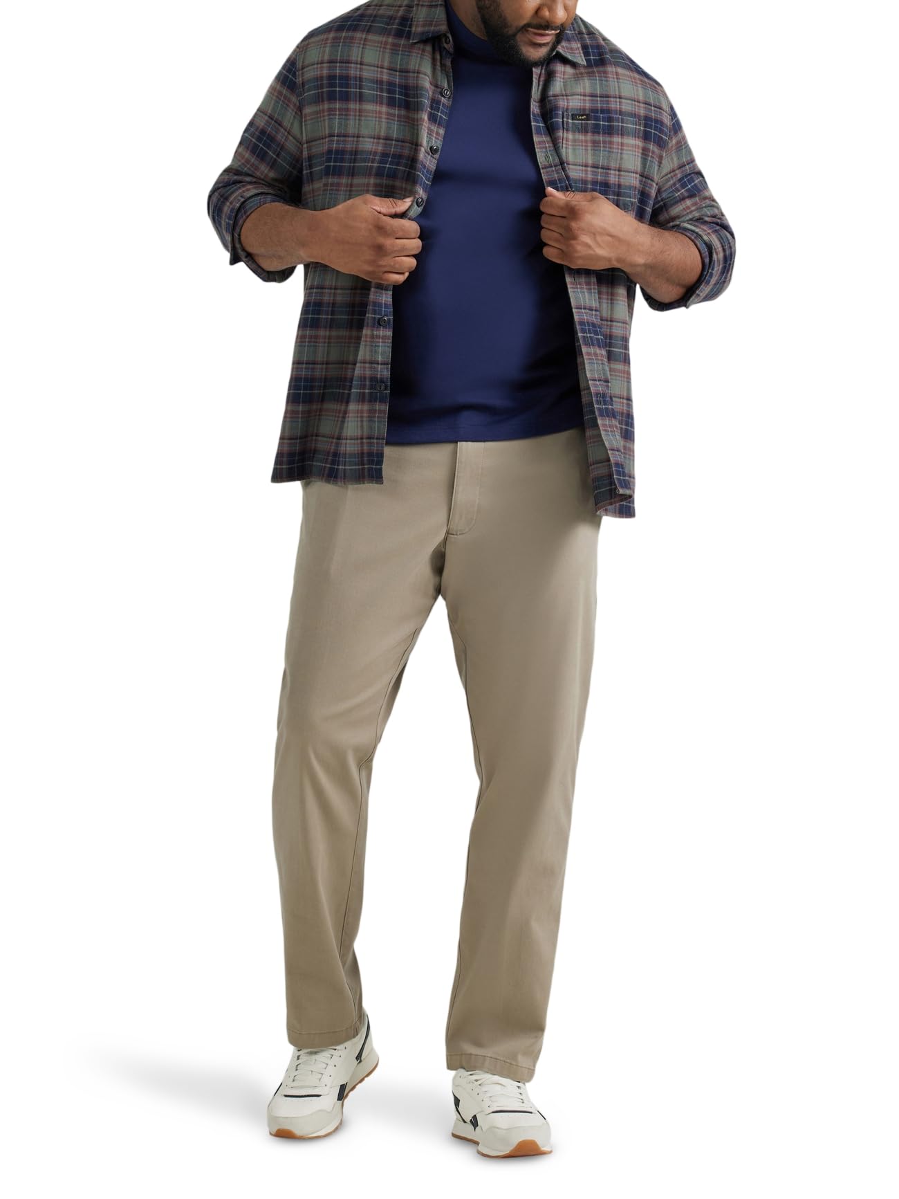 Lee Men's Big & Tall Extreme Motion Flat Front Relaxed Taper Pant Khaki 52W x 30L