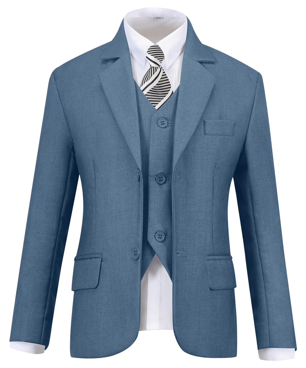 Visaccy Suit for Boys 5 Pieces Kids Tuxedo Boy Suits Slim Fit Suits Outfit for Wedding Navy Blue Size 20