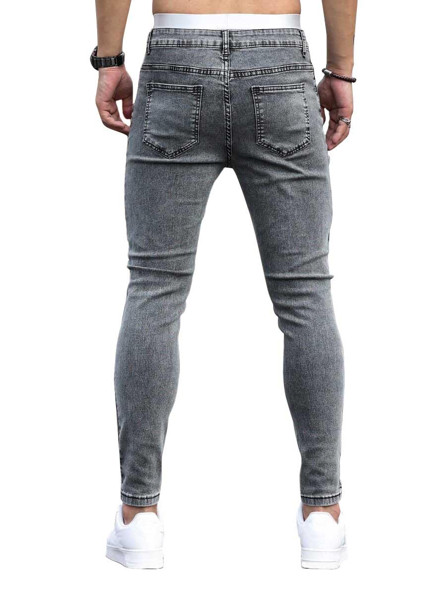 HUNGSON Men's Ripped Skinny Jeans Stretchy Slim Fit Jeans Pants for Men