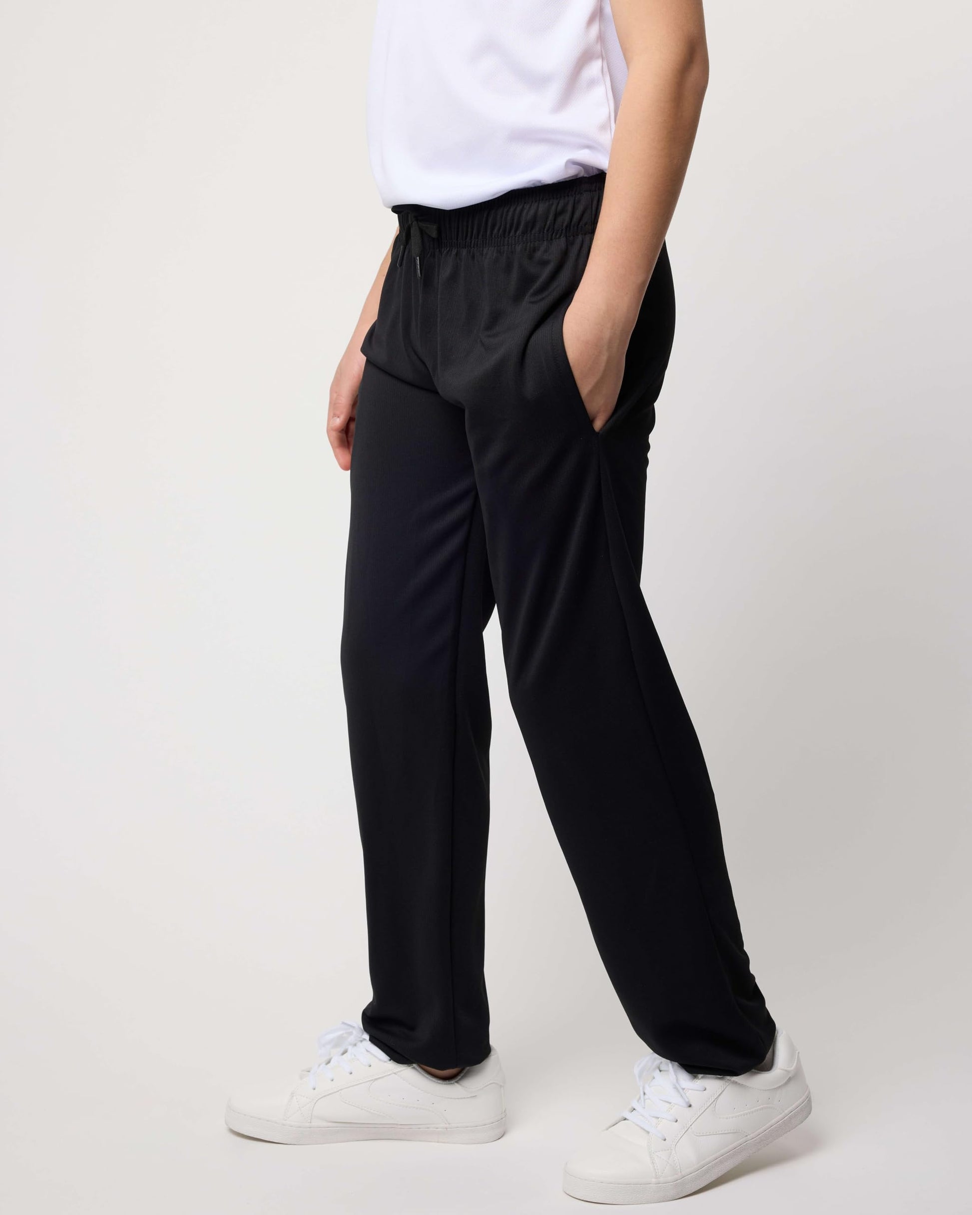 Real Essentials 3 Pack: Boys' Mesh Open Bottom Active Sweatpants with Pockets