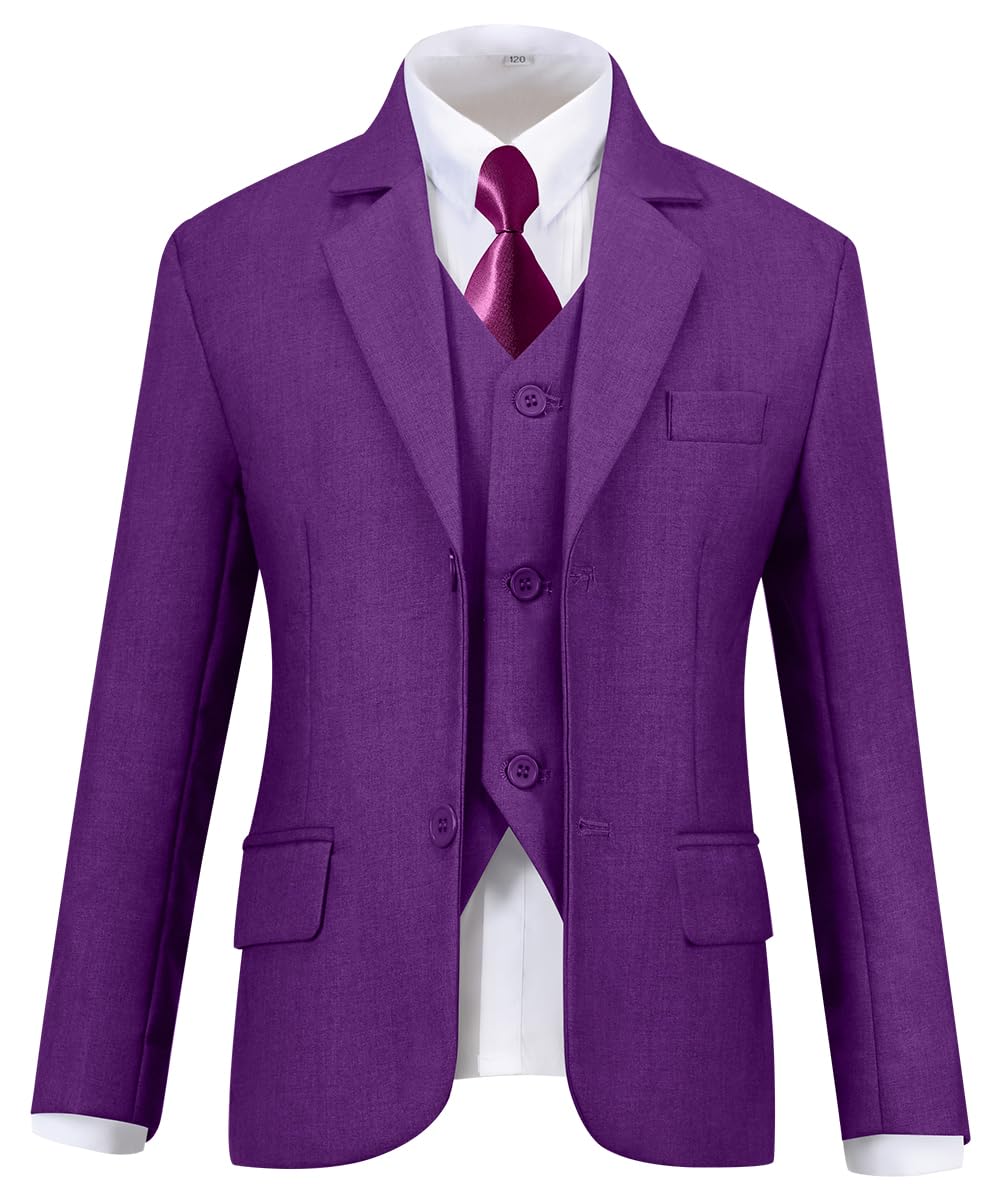 Visaccy Suit for Boys 5 Pieces Kids Tuxedo Boy Suits Slim Fit Suits Outfit for Wedding Navy Blue Size 20