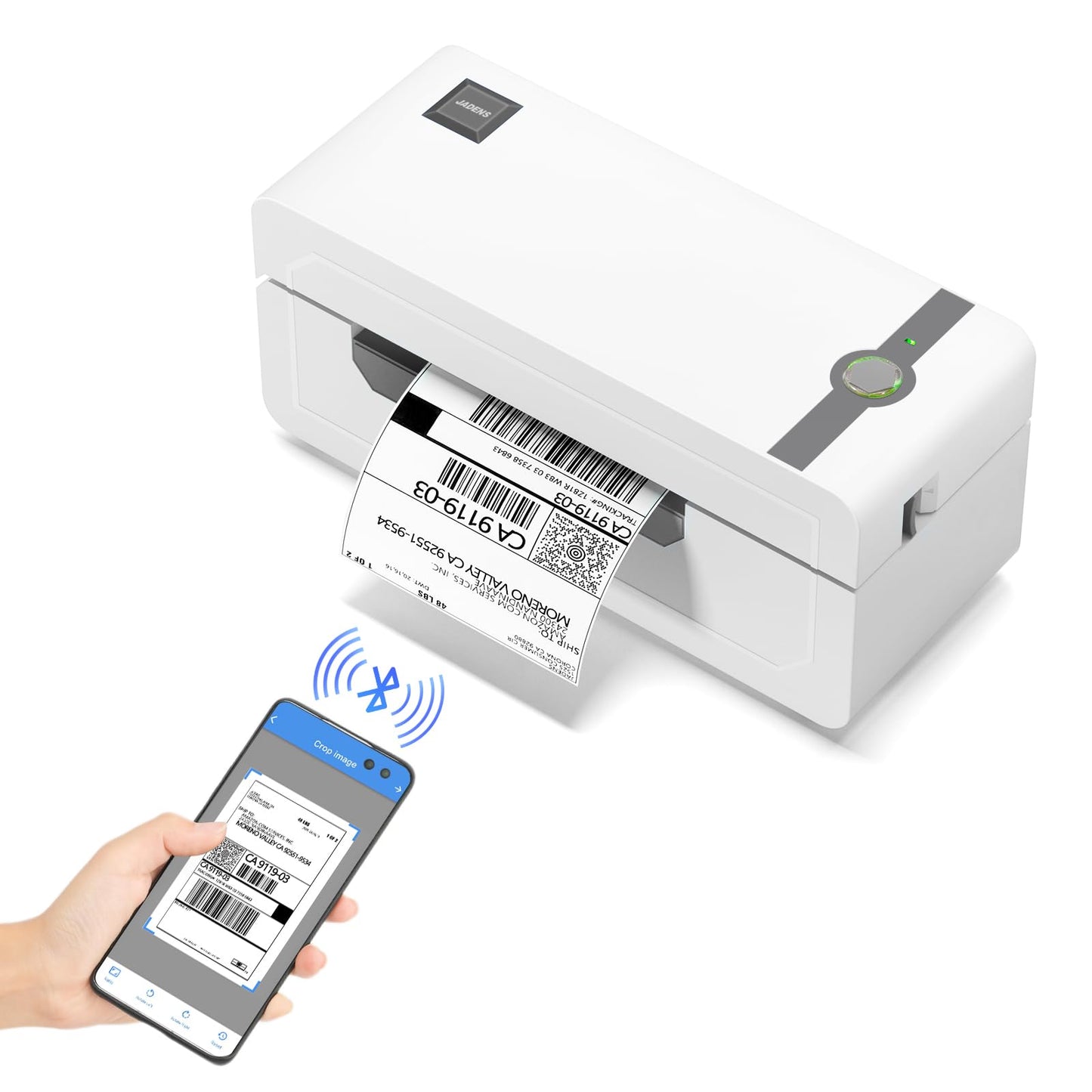 JADENS Bluetooth Thermal Label Printer, 4x6 Wireless Label Printer for Shipping Packages, Support Android, iOS, Mac OS, and Windows, Widely Used for Amazon, Ebay, Shopify, Etsy, USPS