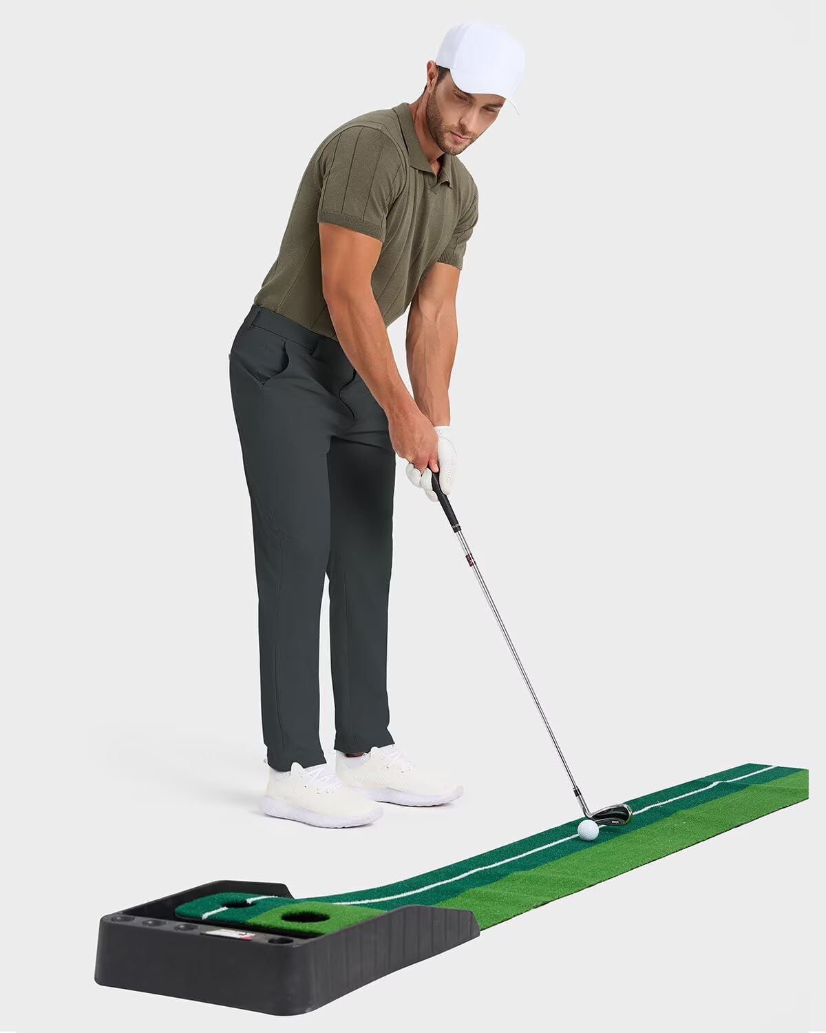 SNOWTEN Mens Golf Pants Classic Fit Stretch Work Dress Pants 30" Quick Dry Lightweight Casual Comfy Pants with Pockets Black 35w × 30L