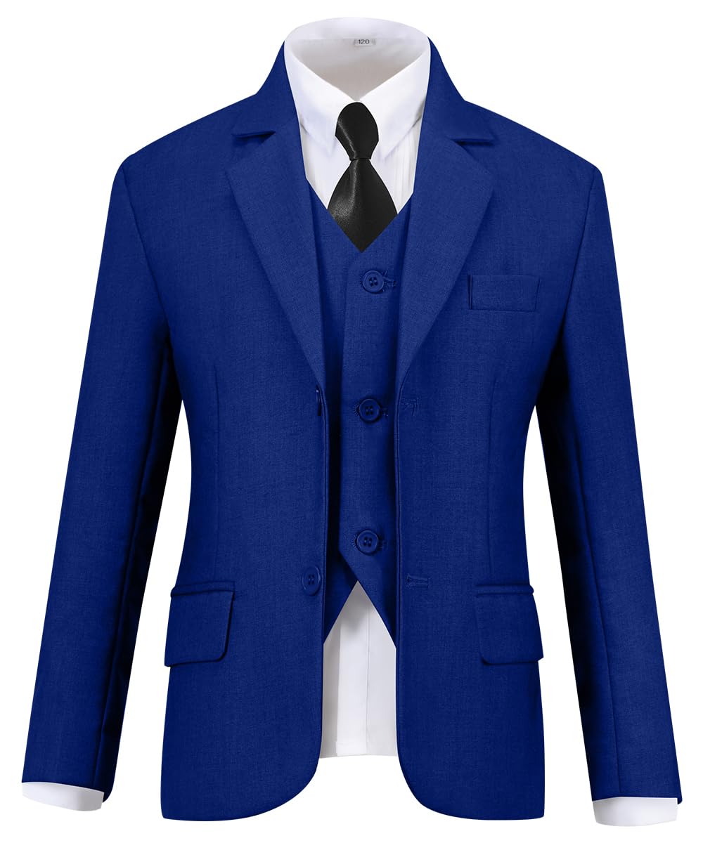 Visaccy Suit for Boys 5 Pieces Kids Tuxedo Boy Suits Slim Fit Suits Outfit for Wedding Navy Blue Size 20