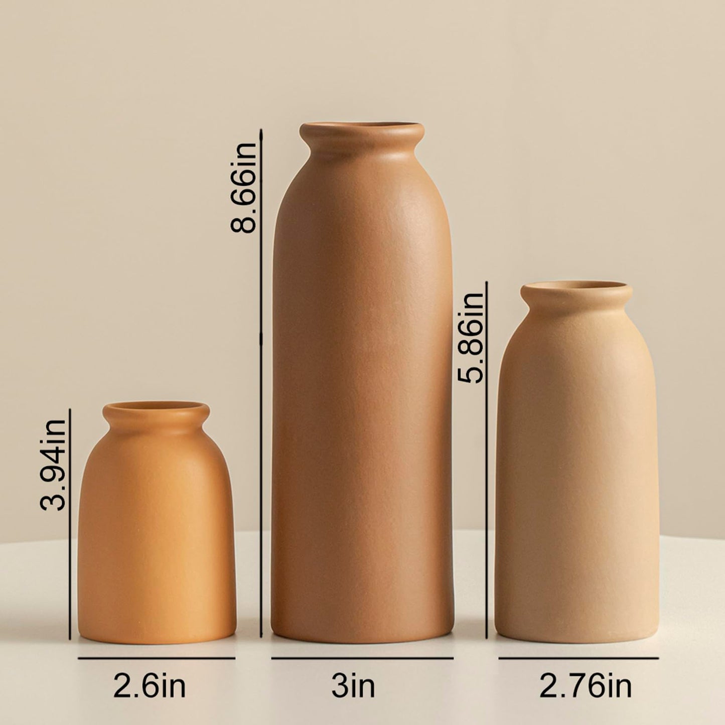 Ceramic Vase Set-3, Small Flower Vases for Decor