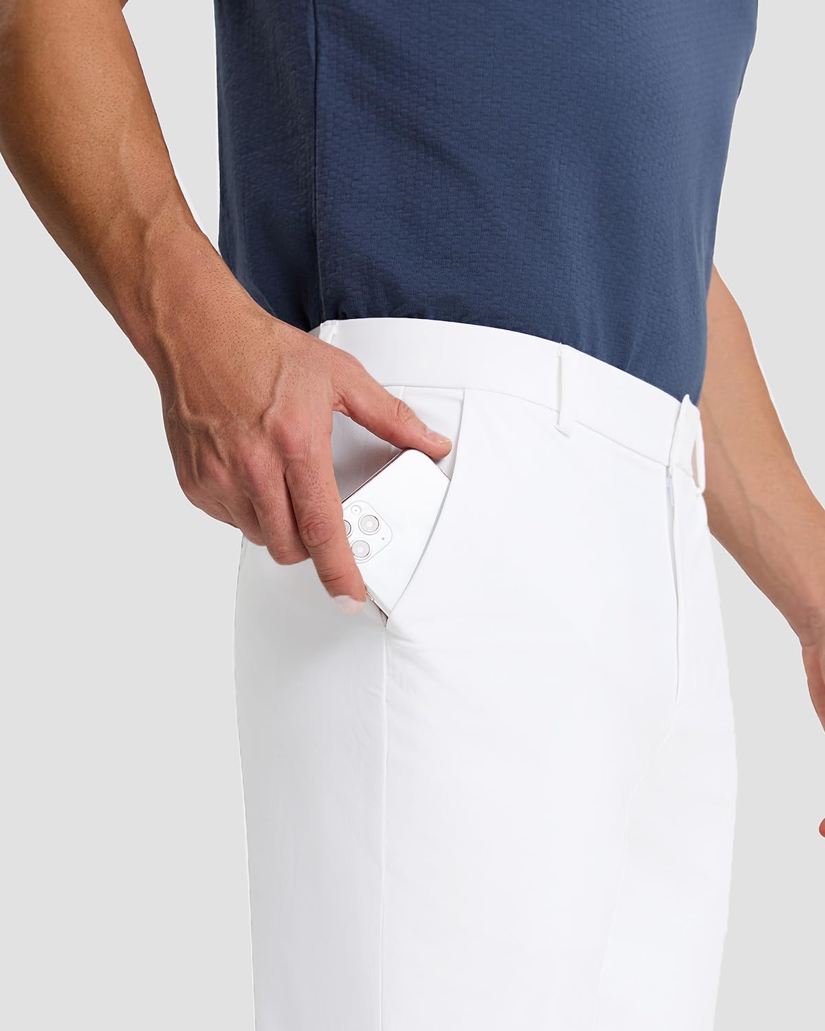 SNOWTEN Mens Golf Pants Classic Fit Stretch Work Dress Pants 30" Quick Dry Lightweight Casual Comfy Pants with Pockets Black 35w × 30L