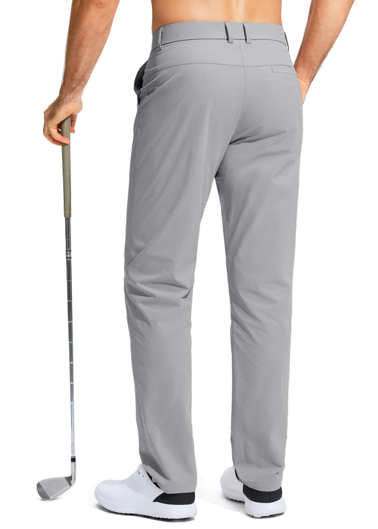 Pudolla Men's Golf Pants Stretch Classic Fit Work Dress Pants 30 Lightweight Quick Dry Casual Slacks Trousers with Pockets(Khaki 34Wx30L)