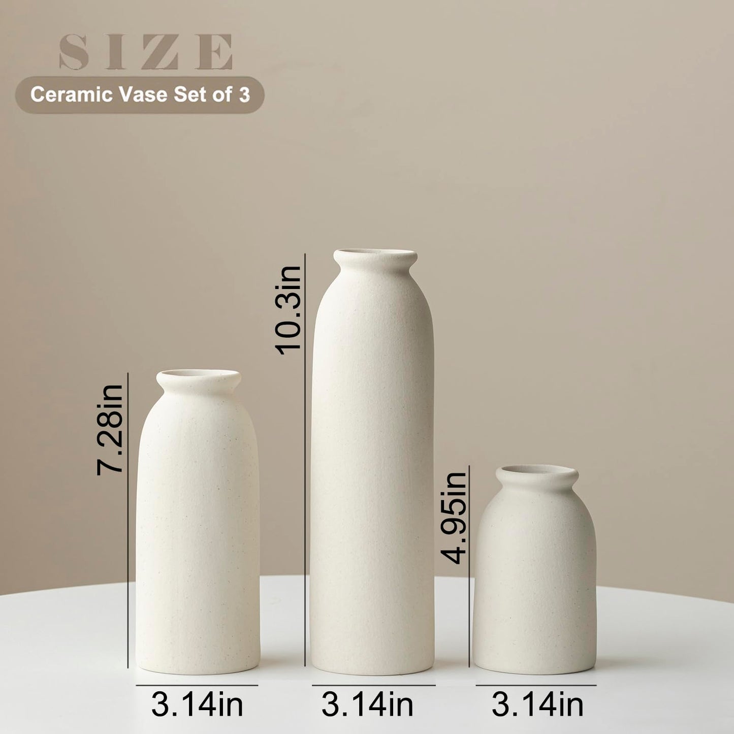 Ceramic Vase Set-3, Small Flower Vases for Decor