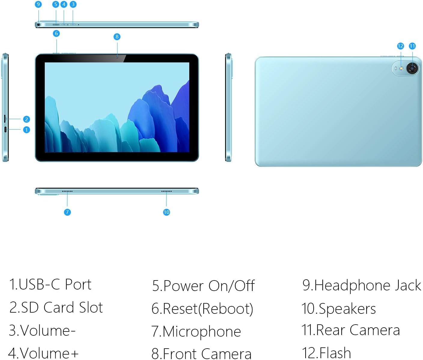 Android Tablet, 10.1 inch Android 14 Tablets 6GB RAM 64GB ROM 1TB Expand, 1280x800 IPS HD Touchscreen,6000mAh Battery, Bluetooth, Dual Camera, GMS, WiFi (Black)