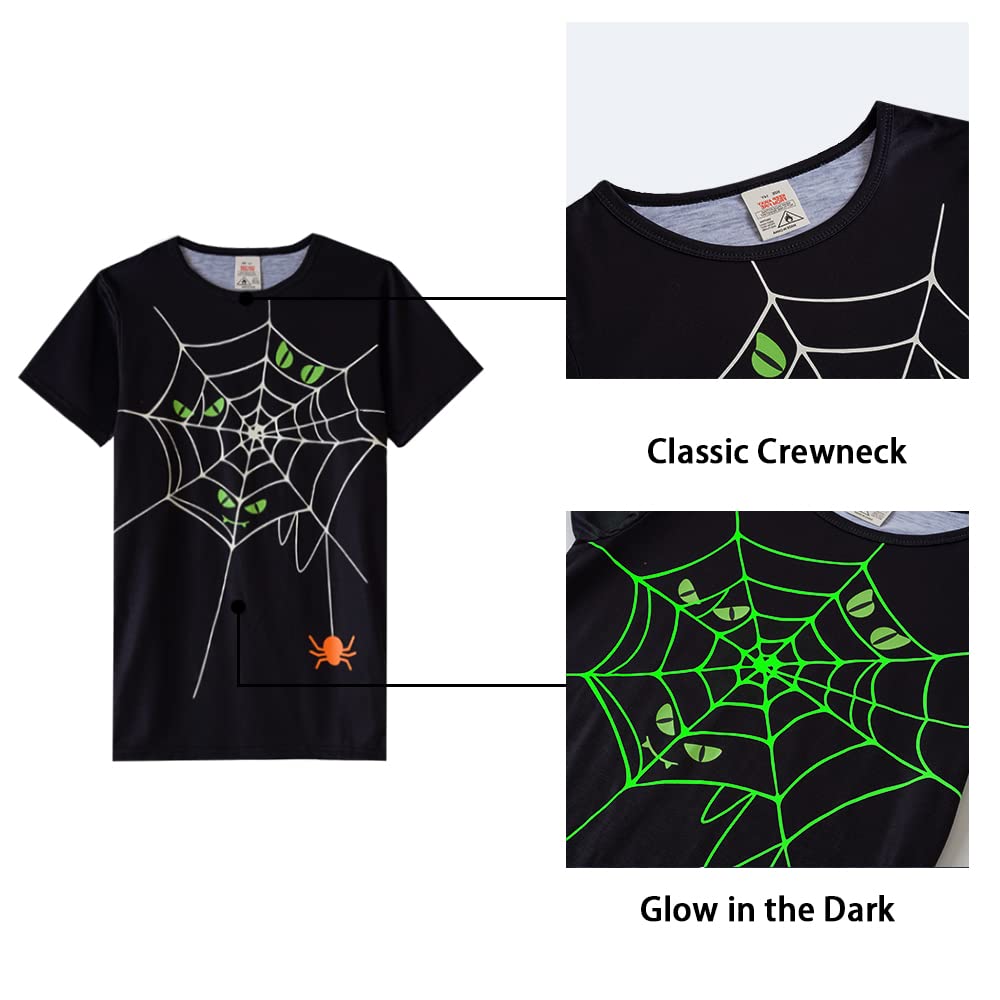 MyFav Big Boys Glow in Dark Skull Pjs Sleepwear Summer Pajama Shorts Sets, Skateboard, 14 Years