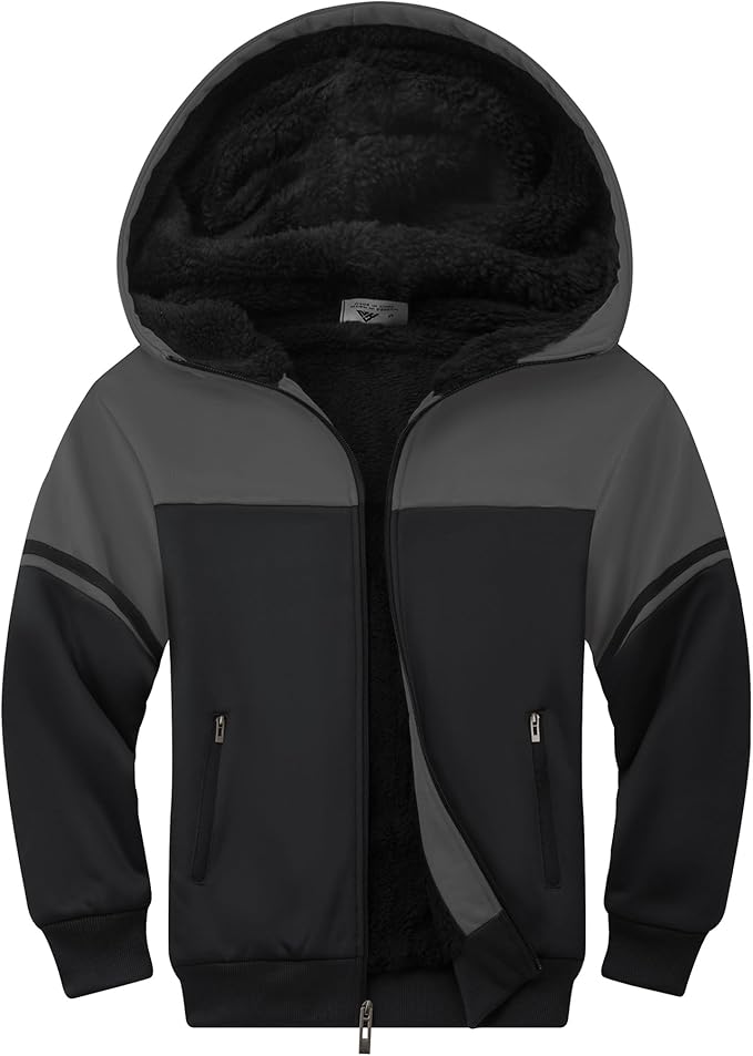 LLdress Boys Fleece Sherpa Hoodie Heavyweight Warm Coat