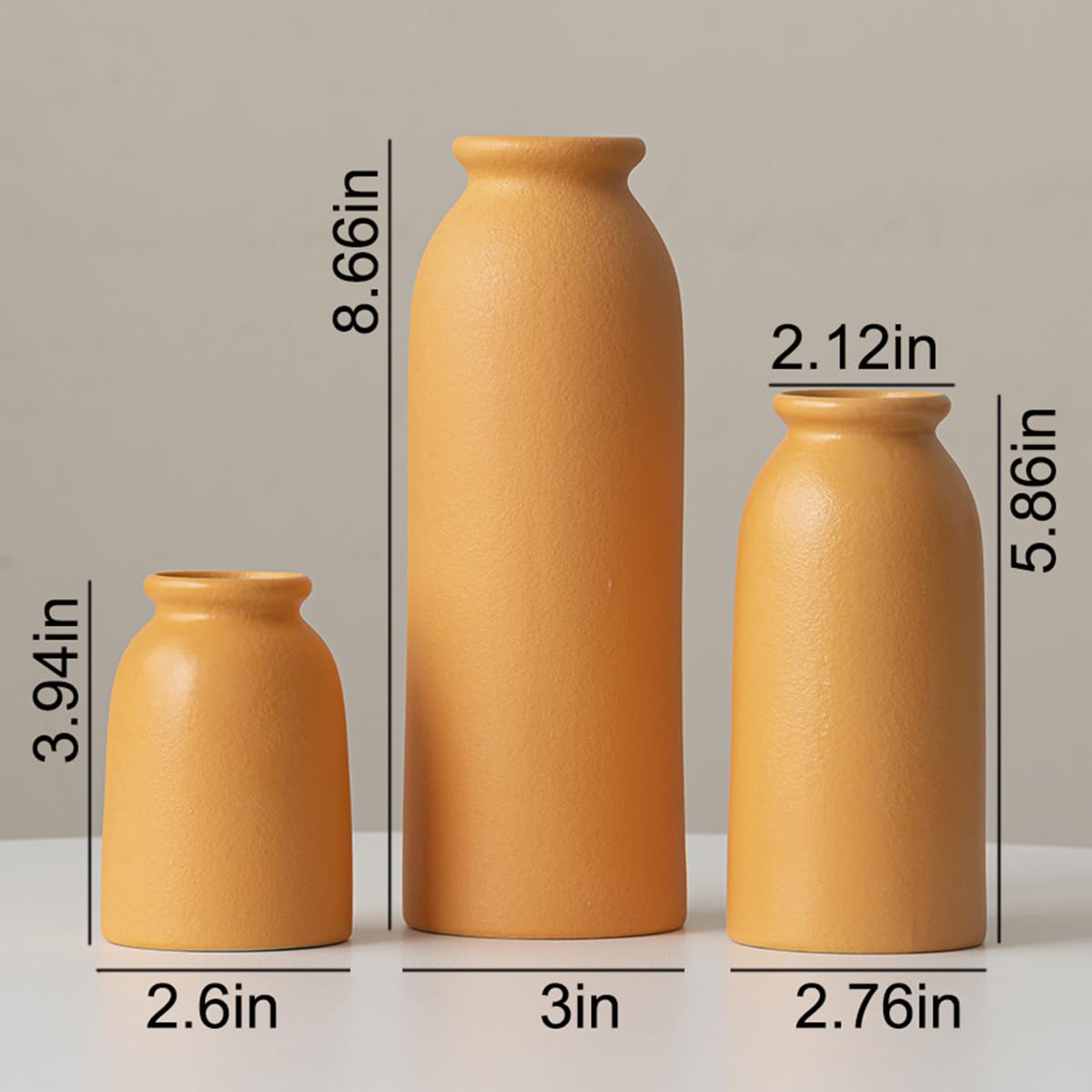 Ceramic Vase Set-3, Small Flower Vases for Decor