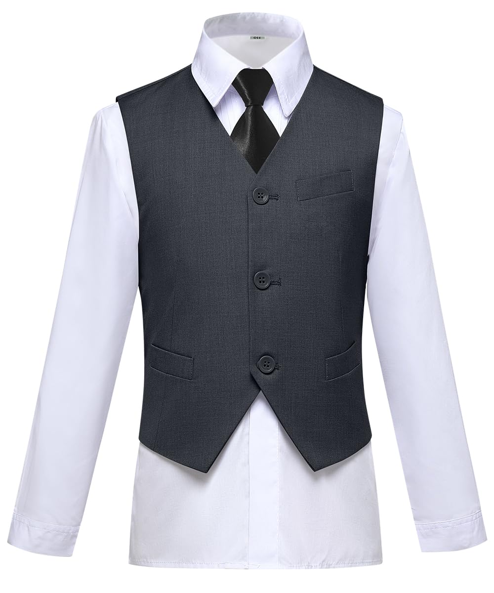 Visaccy Suit for Boys 5 Pieces Kids Tuxedo Boy Suits Slim Fit Suits Outfit for Wedding Navy Blue Size 20