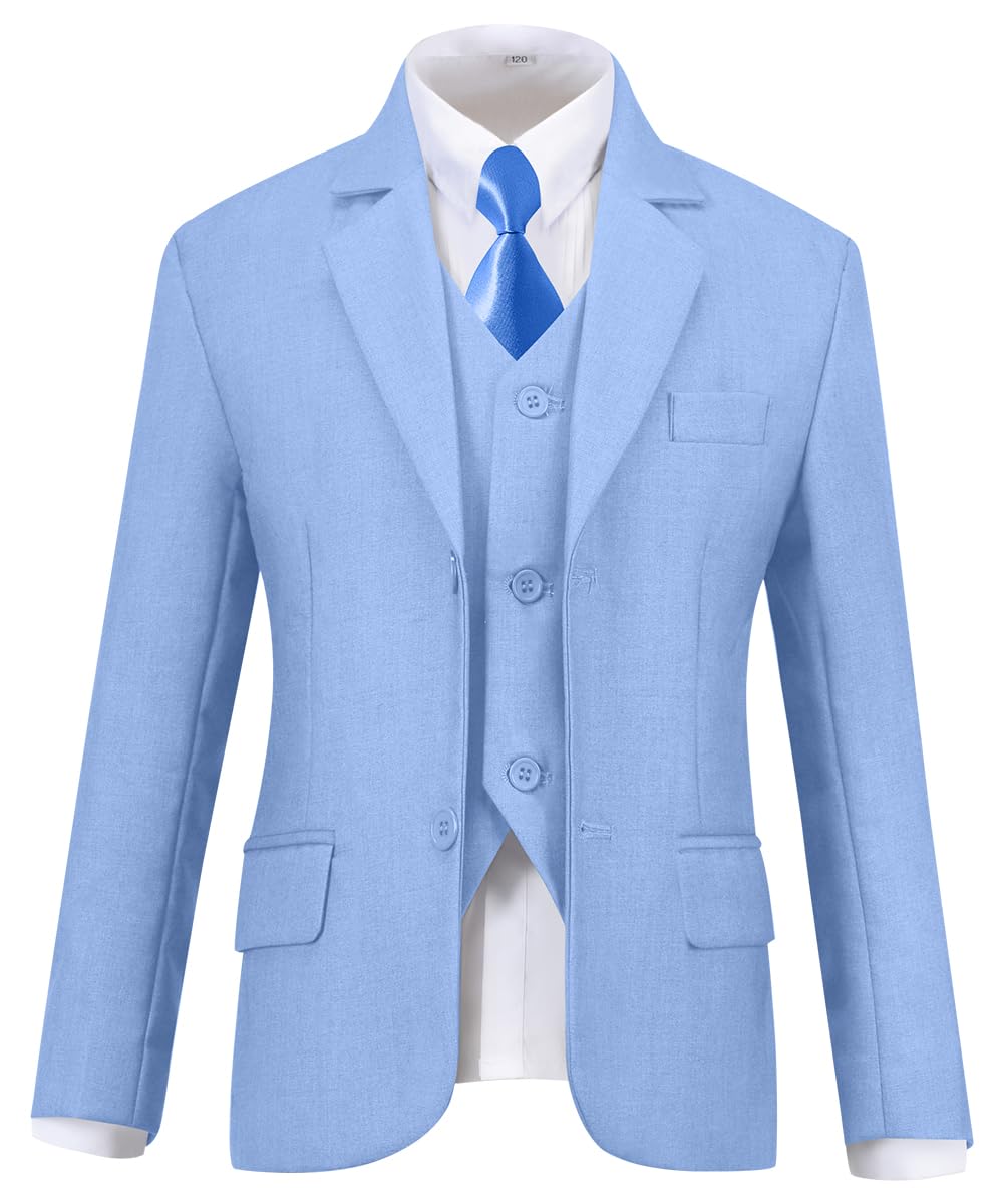 Visaccy Suit for Boys 5 Pieces Kids Tuxedo Boy Suits Slim Fit Suits Outfit for Wedding Navy Blue Size 20