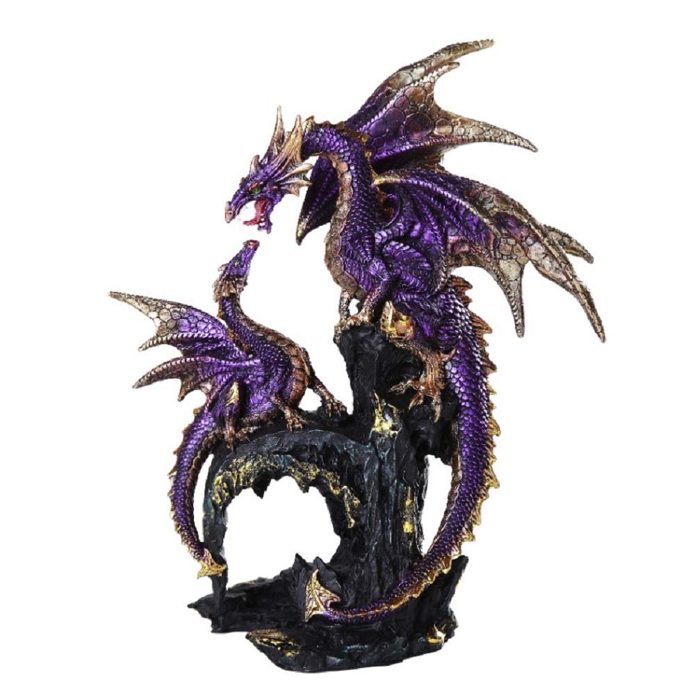 Pacific Giftware Royal Purple Dragon Family Collectible Figurine 9 Inch Tall