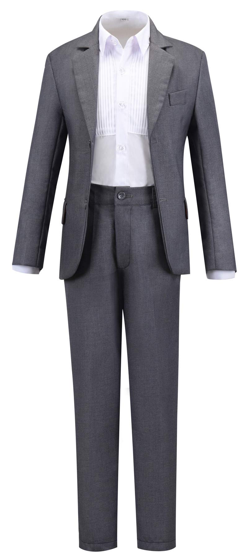 Visaccy Suit for Boys 5 Pieces Kids Tuxedo Boy Suits Slim Fit Suits Outfit for Wedding Navy Blue Size 20