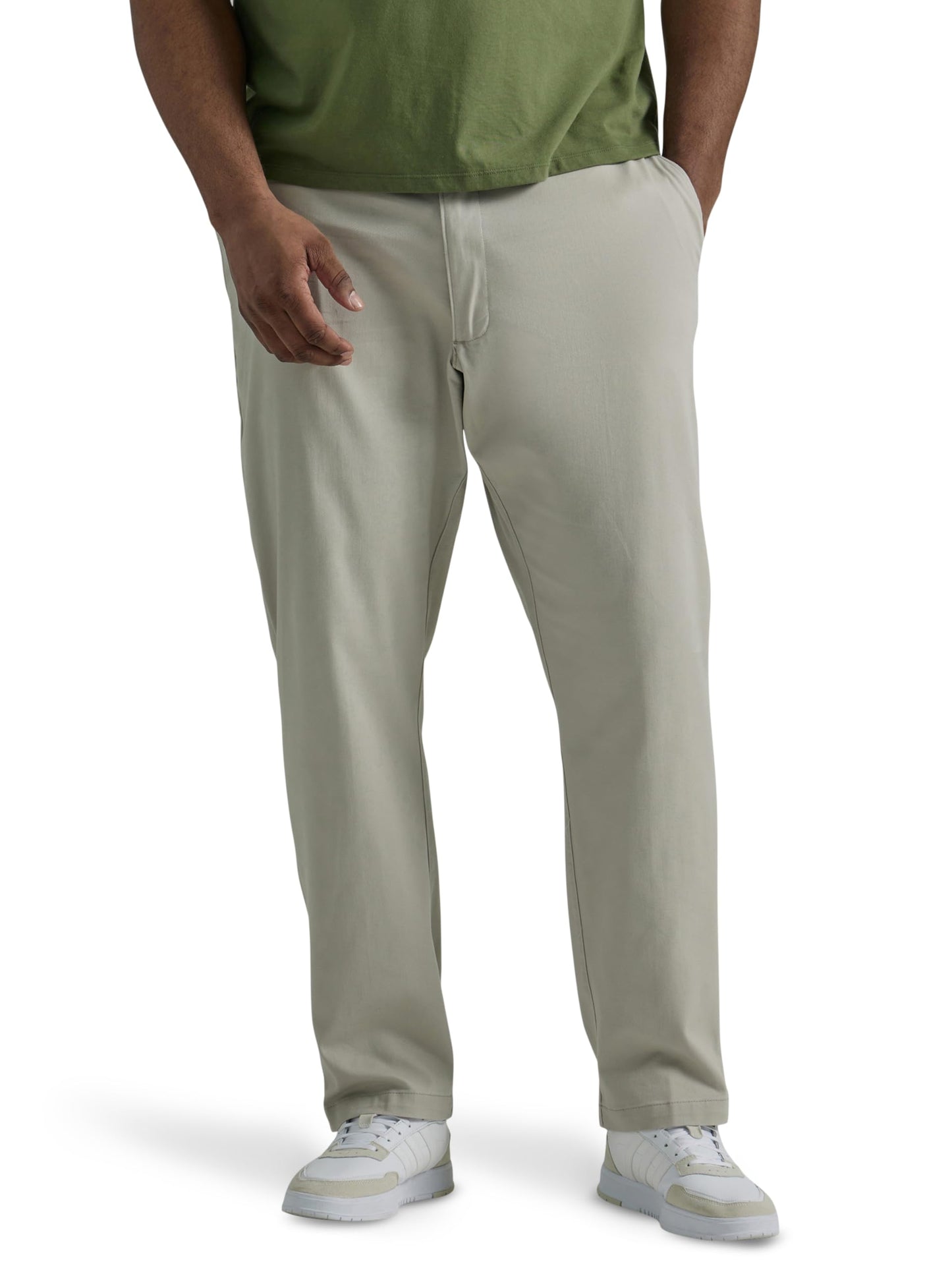 Lee Men's Big & Tall Extreme Motion Flat Front Relaxed Taper Pant Khaki 52W x 30L